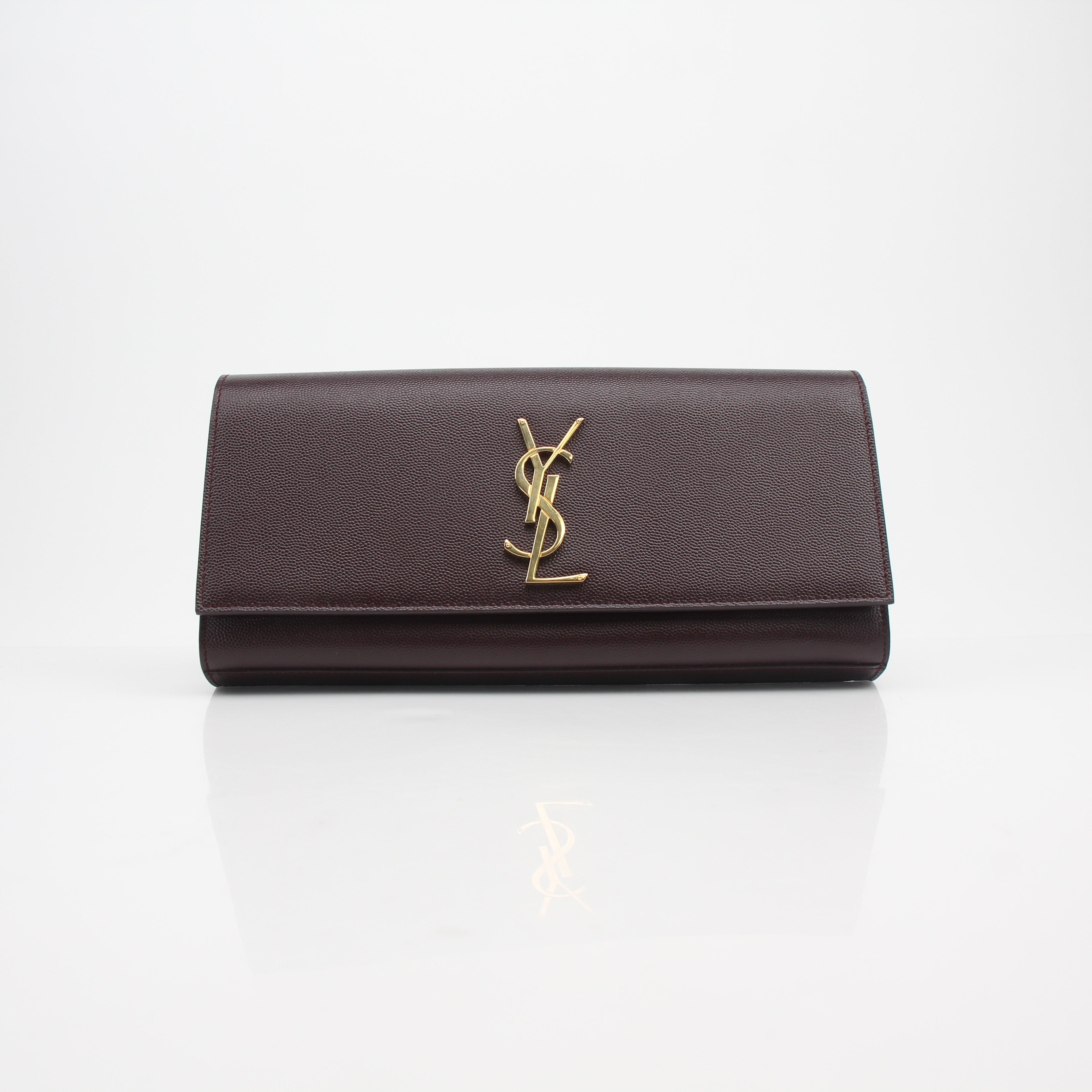 Saint Laurent Kate Grain de Poudre Leather Clutch