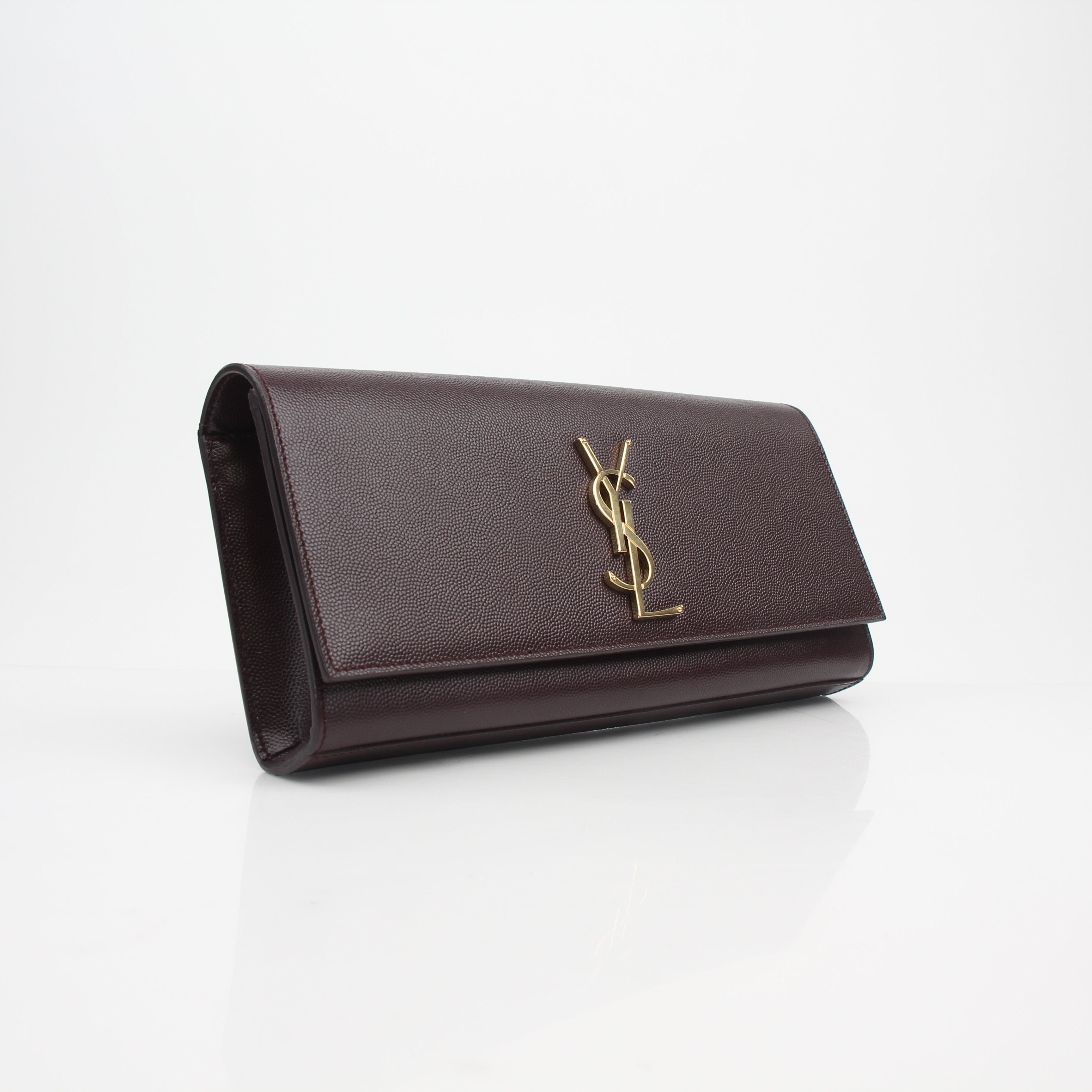 Saint Laurent Kate Grain de Poudre Leather Clutch