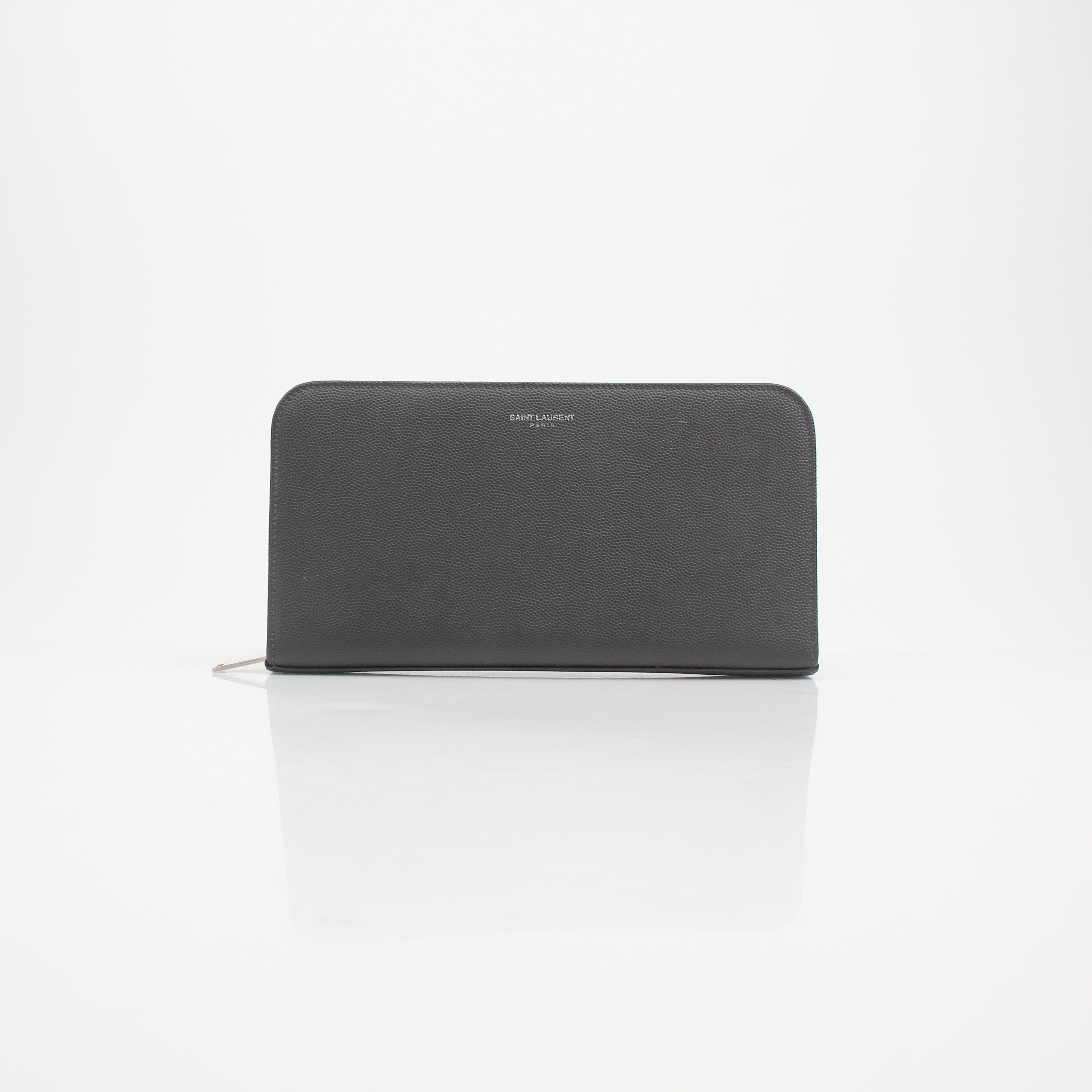 Saint Laurent Grain de Poudre Leather Zip Wallet