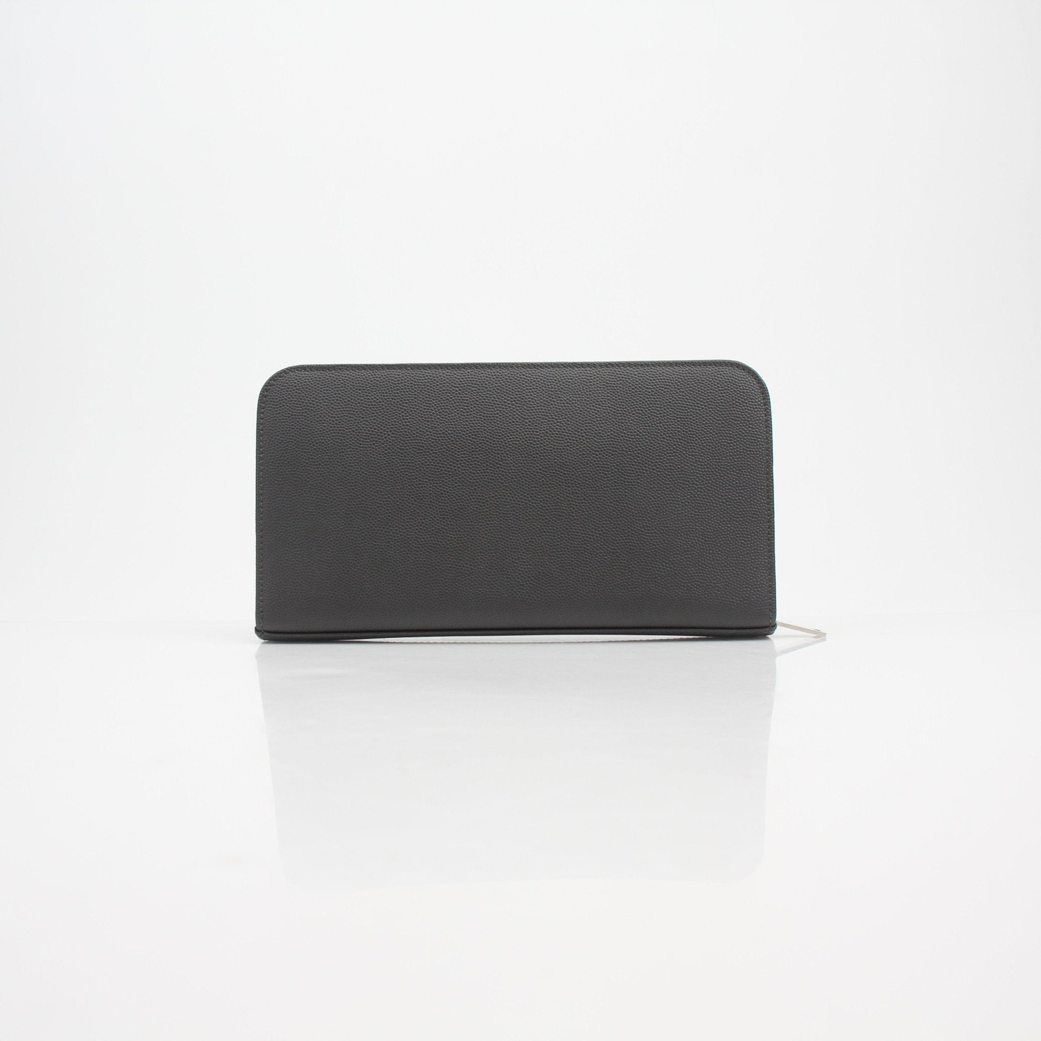 Gold & Beyond Saint Laurent Grain de Poudre leather zip wallet with multiple card slots and sleek design.