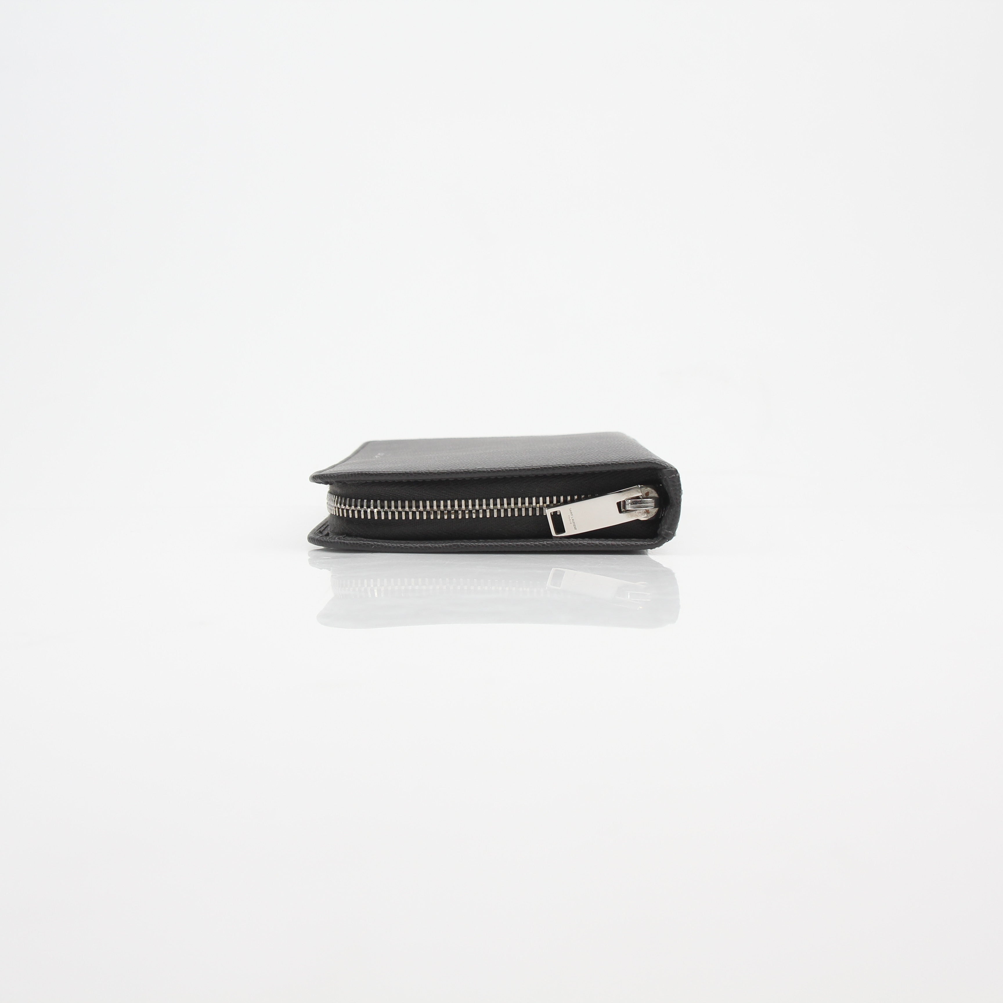 Saint Laurent Grain de Poudre Leather Zip Wallet