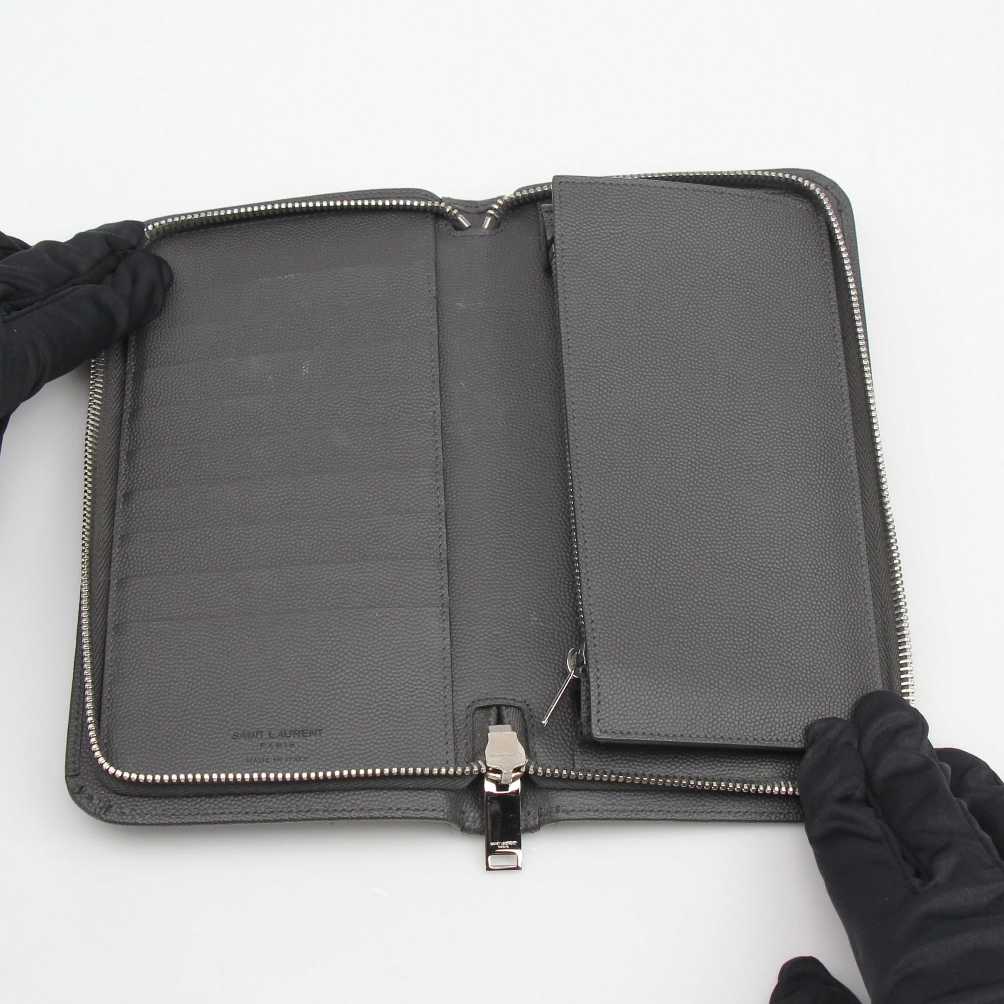 Saint Laurent Grain de Poudre Leather Zip Wallet
