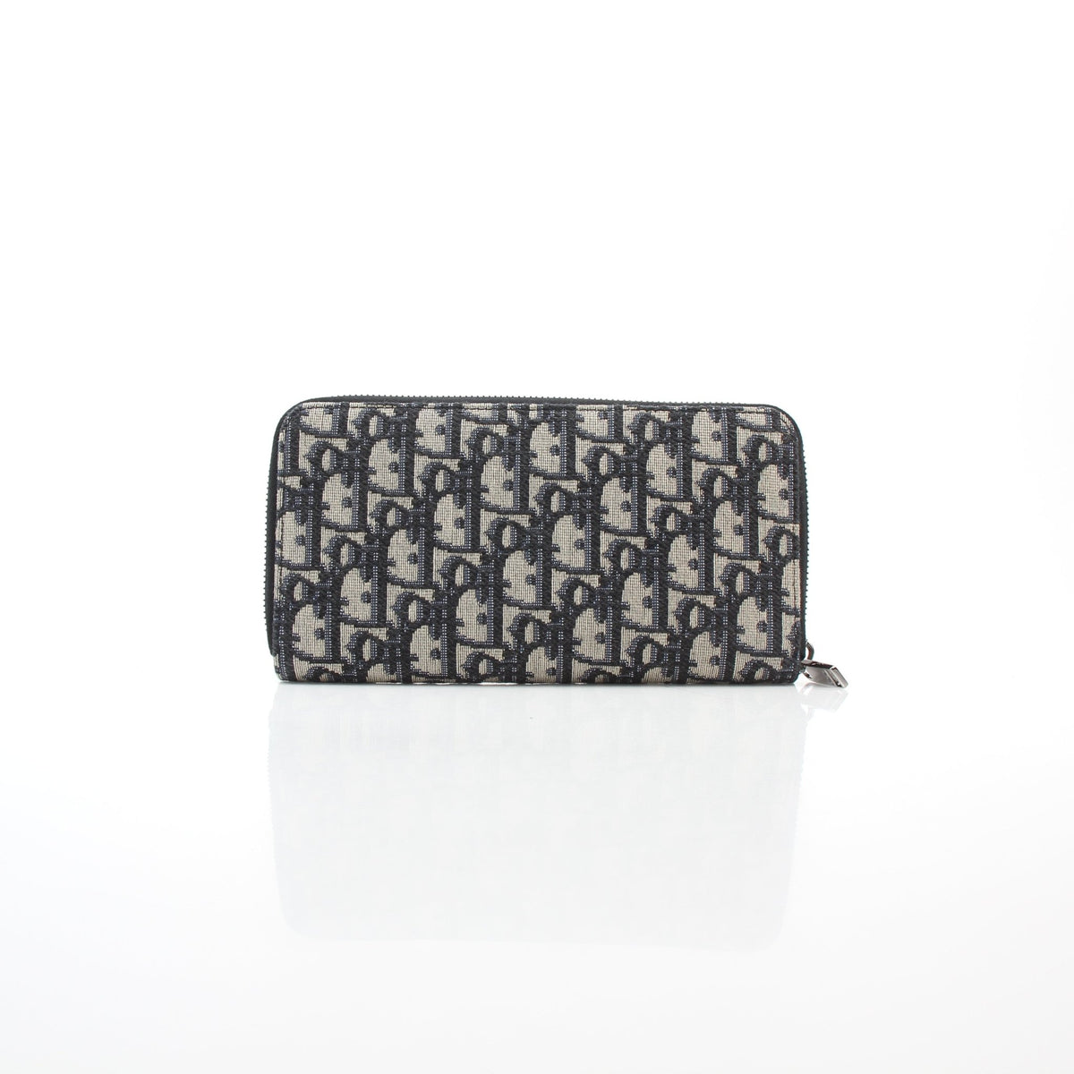 Christian Dior navy blue Oblique Jacquard Voyager zipped wallet by Gold & Beyond