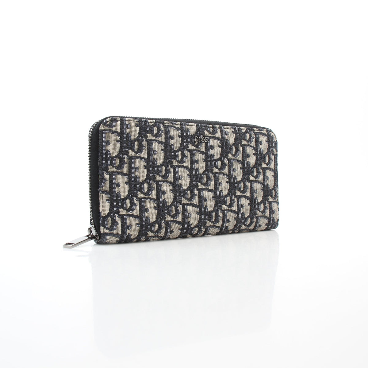 Christian Dior Navy Blue Oblique Jacquard Voyager zipped wallet by Gold & Beyond