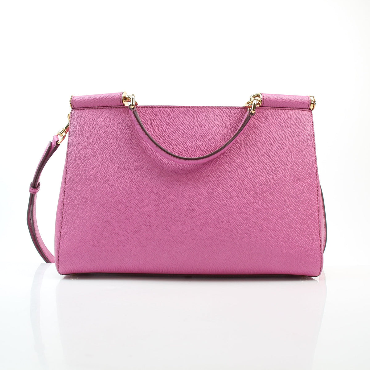 Dolce & Gabbana pink textured leather large Sicily top handle handbag