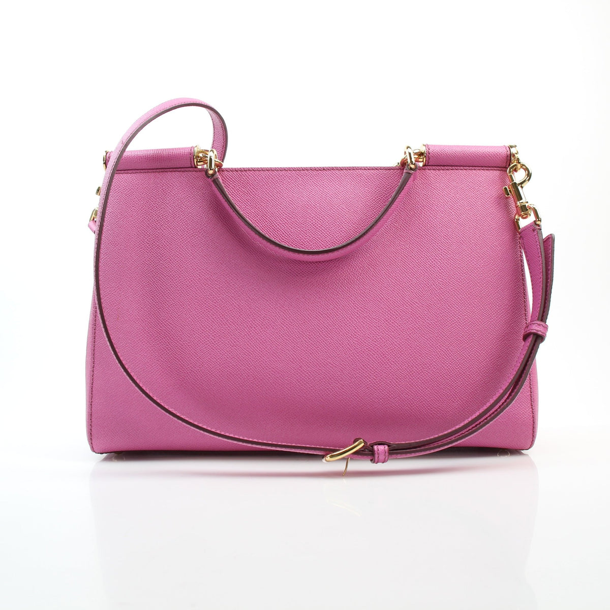 Dolce & Gabbana pink textured leather Sicily large top handle tote handbag by Gold & Beyond