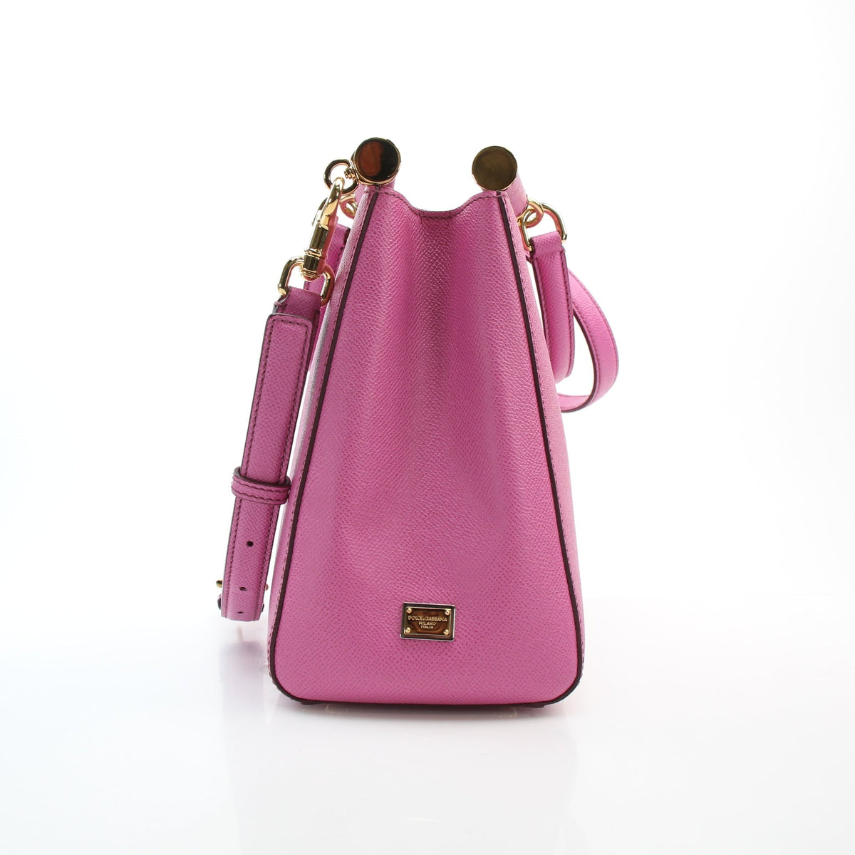 Gold & Beyond Dolce & Gabbana pink textured leather Sicily top handle tote bag handbag