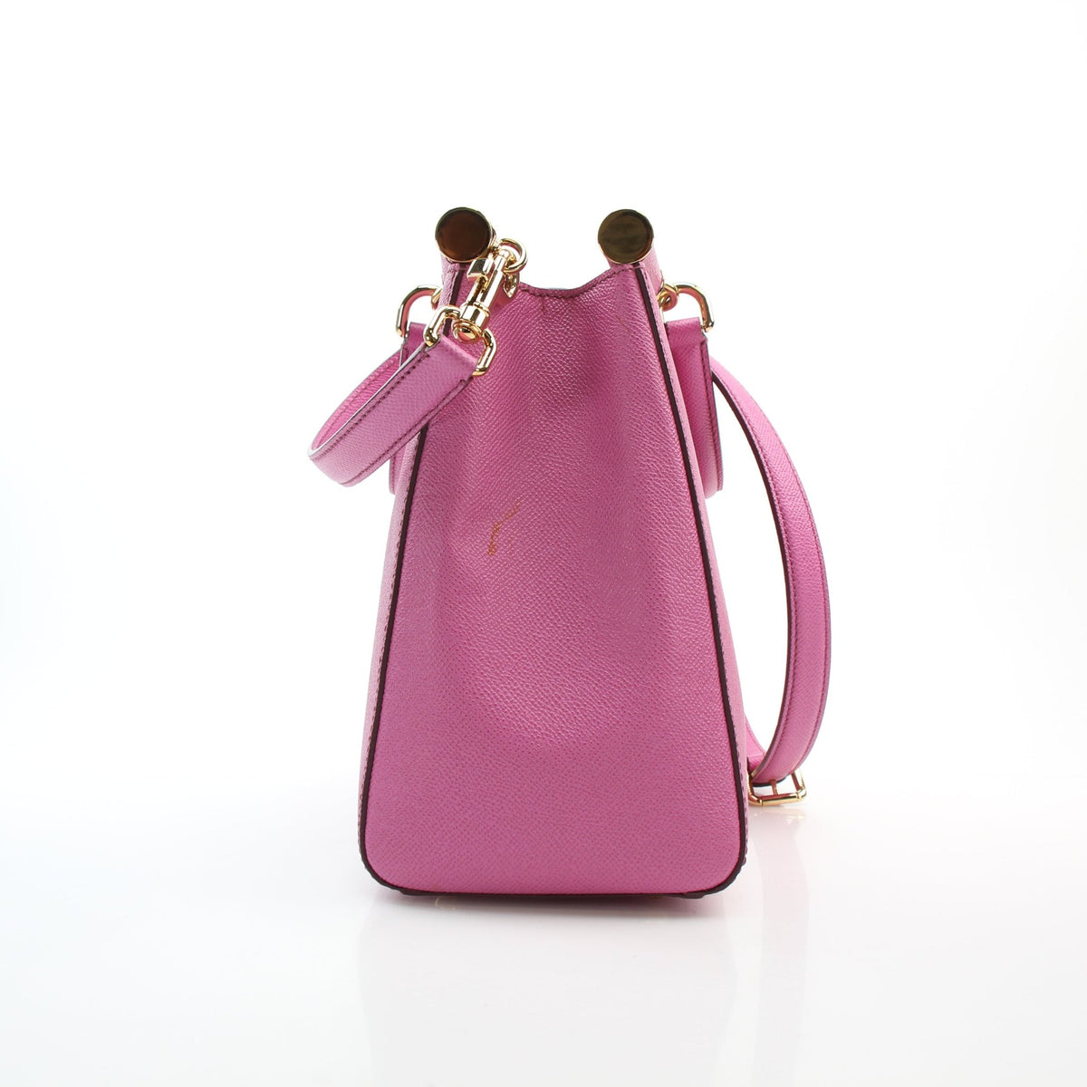 Dolce & Gabbana pink textured leather large Sicily top handle handbag by Gold & Beyond