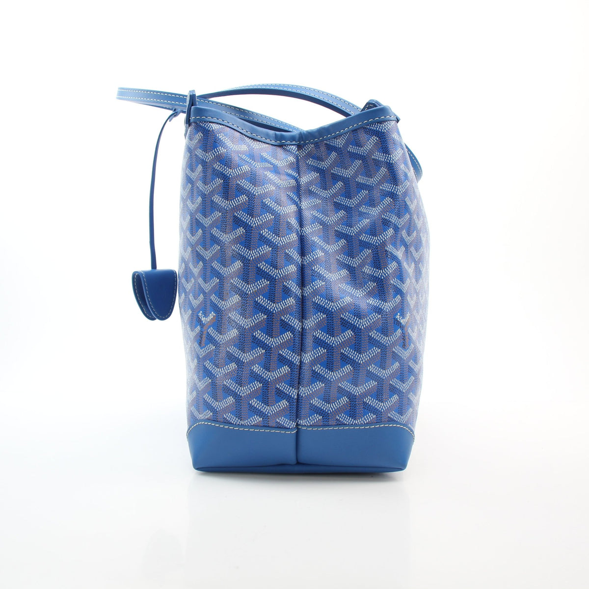 Blue Goyardine canvas MM tote bag with structured handles and open top, Gold & Beyond handbag
