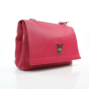 Pink Louis Vuitton calfskin leather Lockme II PM top handle handbag with gold-tone hardware