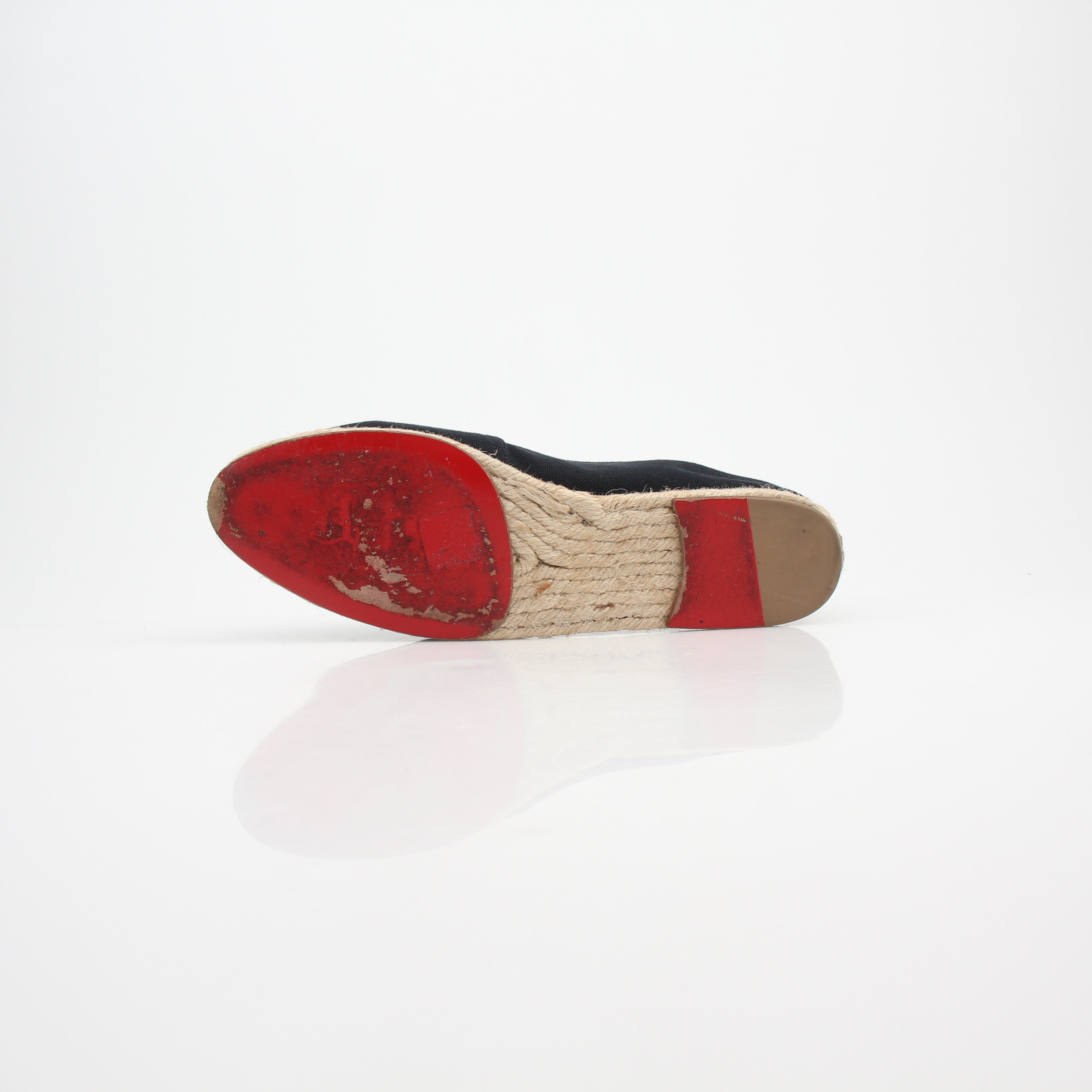 Christian Louboutin Embroidered Crest Canvas Espadrille Flats