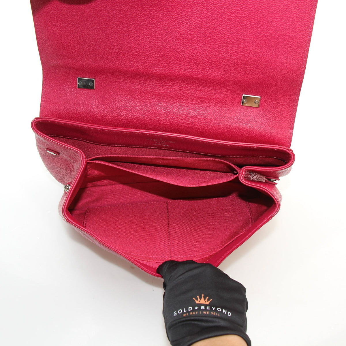 Pink calfskin leather Louis Vuitton Lockme II PM top handle handbag by Gold & Beyond