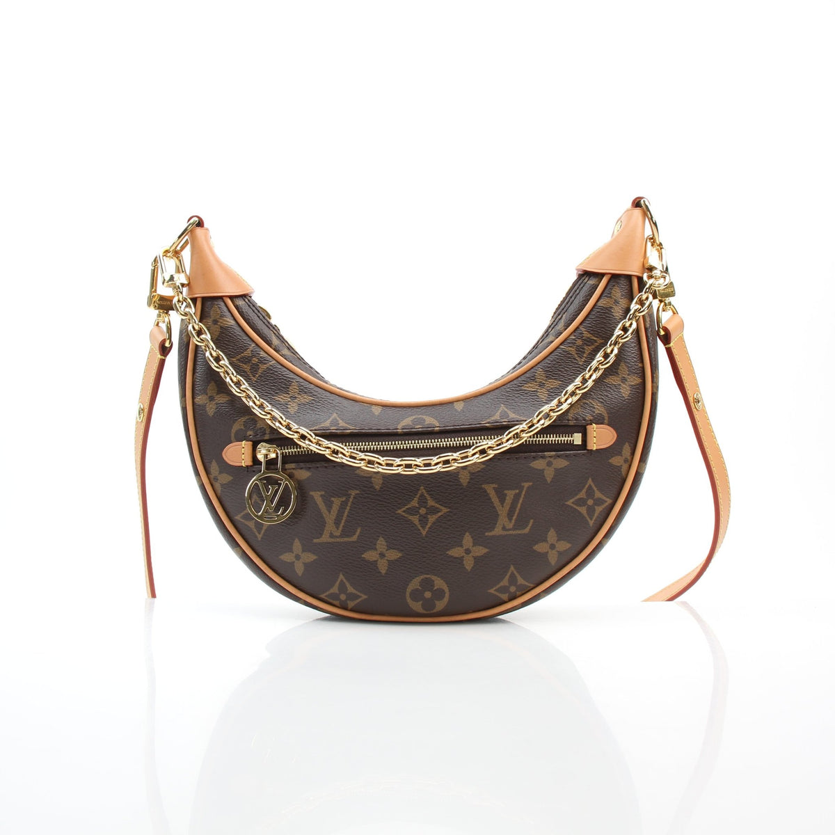 Louis Vuitton brown monogram canvas small Loop half moon shoulder bag, Gold & Beyond handbag