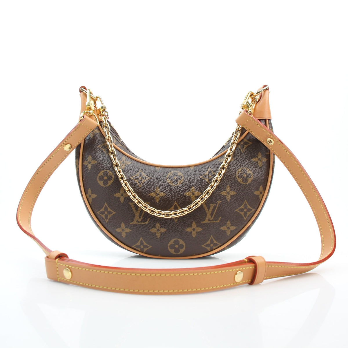 Louis Vuitton brown monogram canvas small Loop Half Moon shoulder handbag by Gold & Beyond
