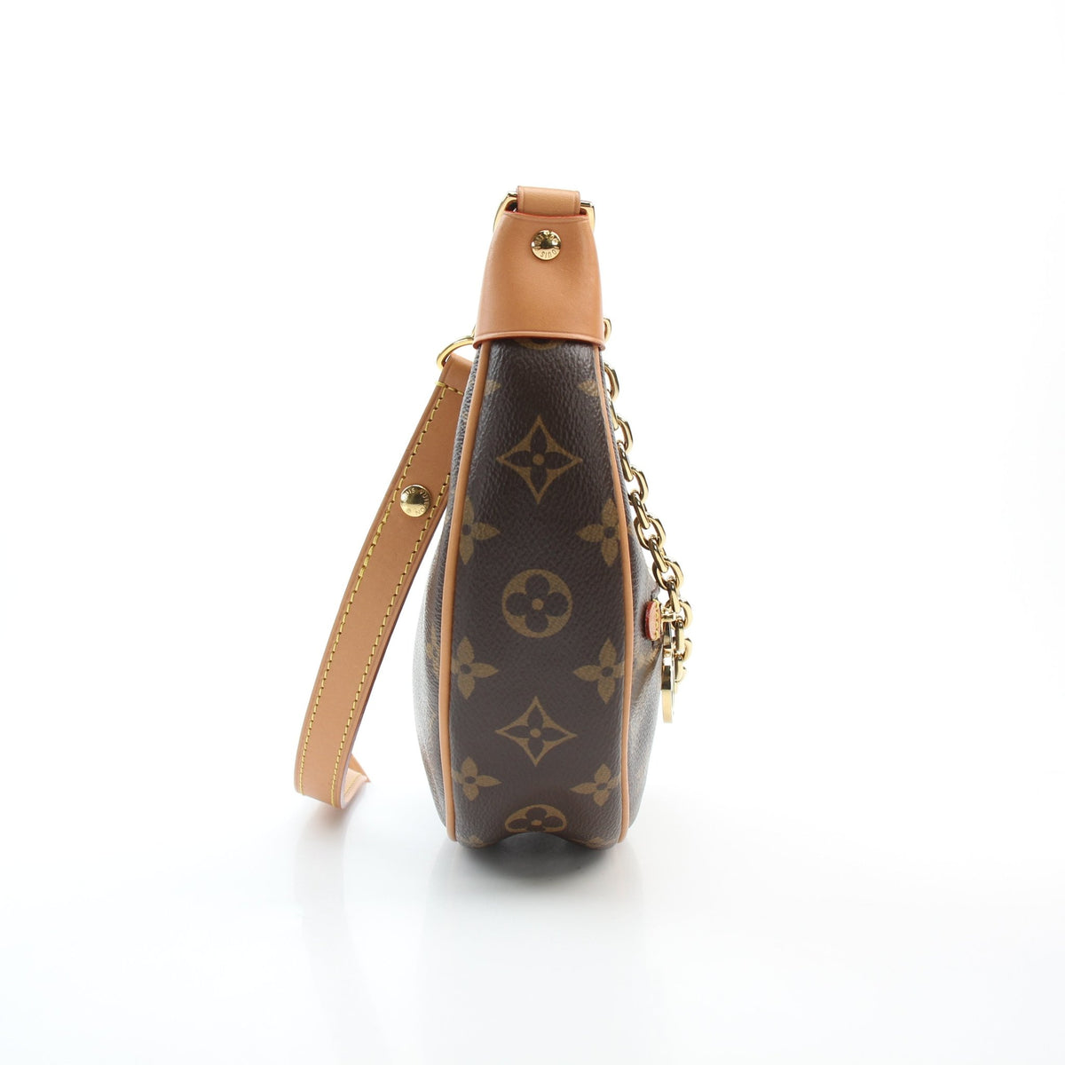 Louis Vuitton brown monogram canvas small loop half moon shoulder bag by Gold & Beyond