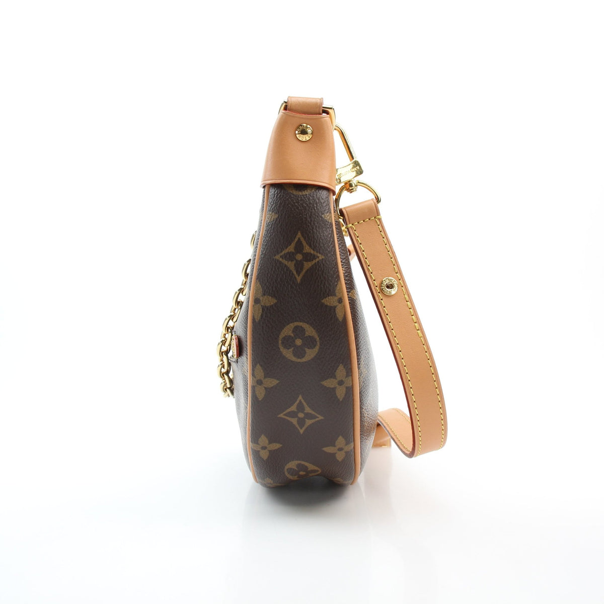 Louis Vuitton brown monogram canvas small loop half moon shoulder bag by Gold & Beyond