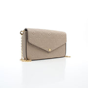 Beige monogram leather Félicie Pochette wallet on chain by Louis Vuitton