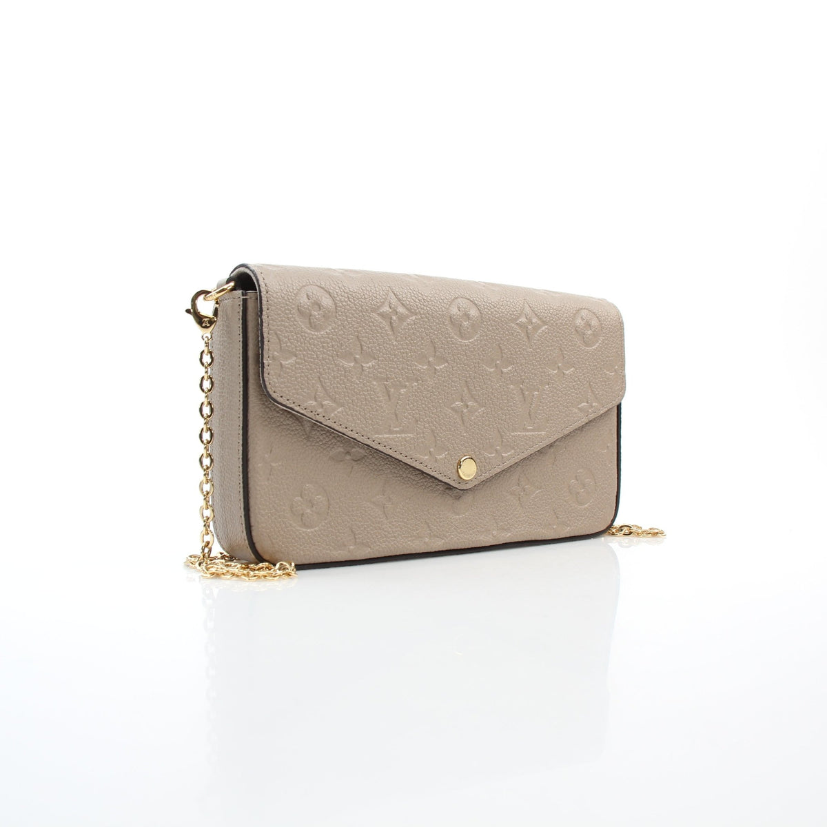 Beige monogram leather Félicie Pochette wallet on chain by Louis Vuitton