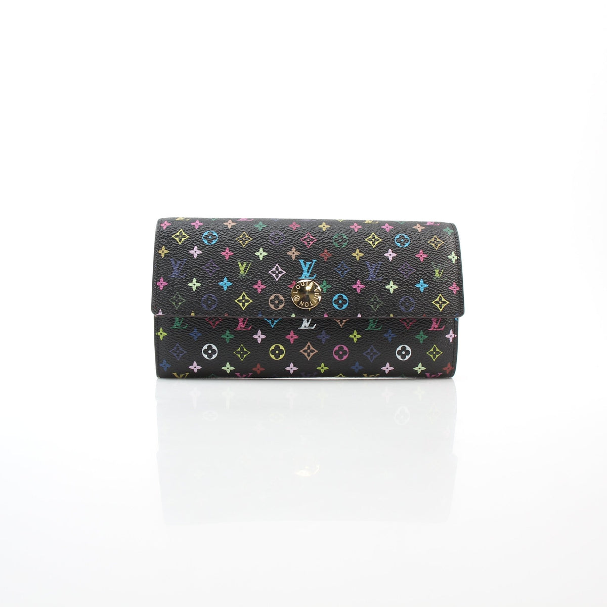 Louis Vuitton x Takashi Murakami Black Monogram Multicolore Sarah Wallet by Gold & Beyond