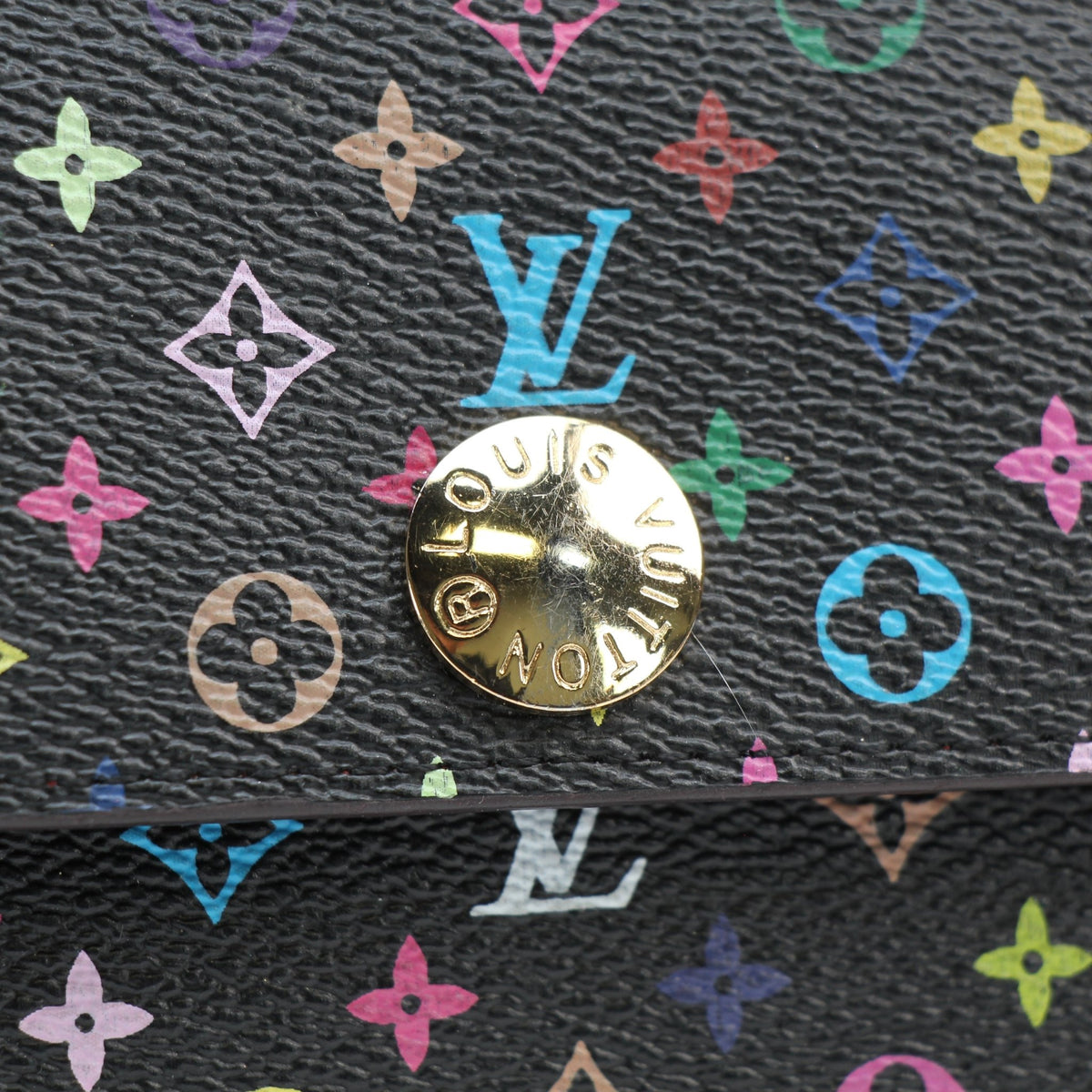 Louis Vuitton x Takashi Murakami black Monogram Multicolore Sarah wallet by Gold & Beyond