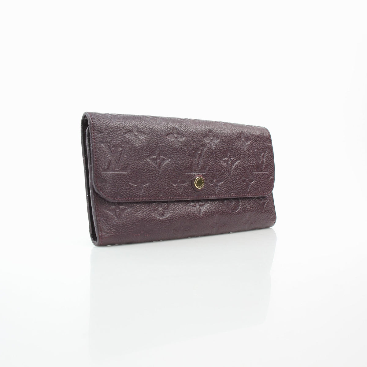 Louis Vuitton Monogram Empreinte Marie-Lou wallet in burgundy leather, front view