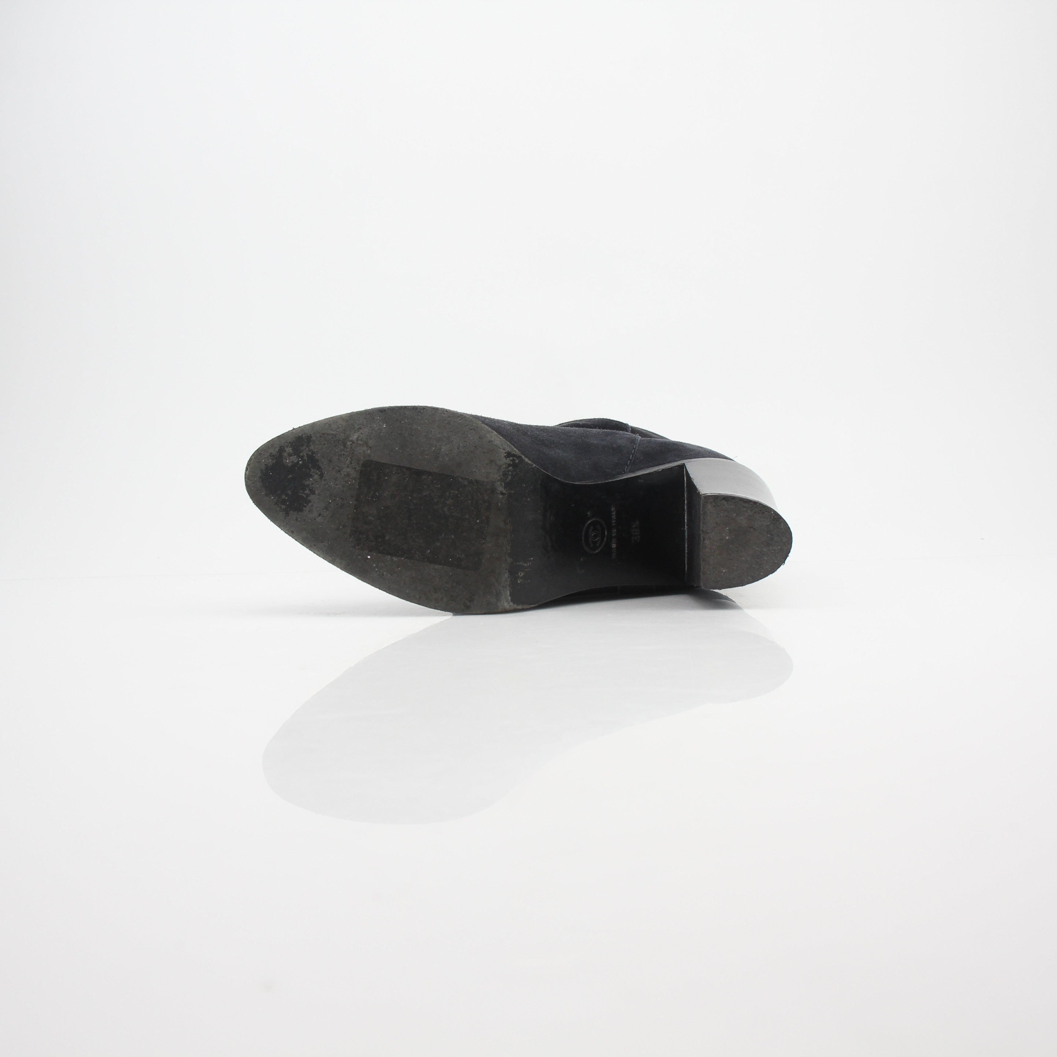 Chanel Cap Toe Knee High Suede Boots