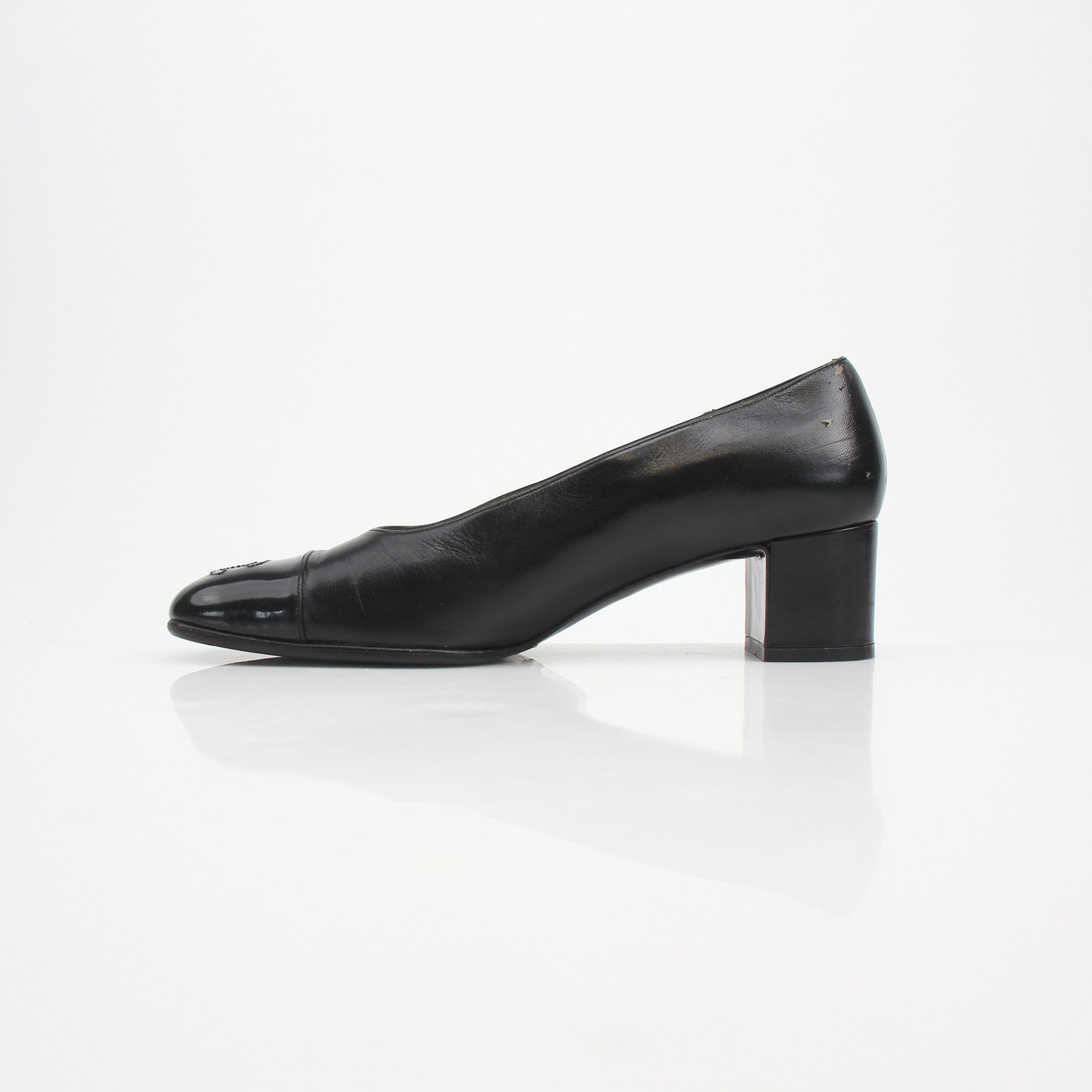 Chanel Cap Toe CC Block Heel Pumps