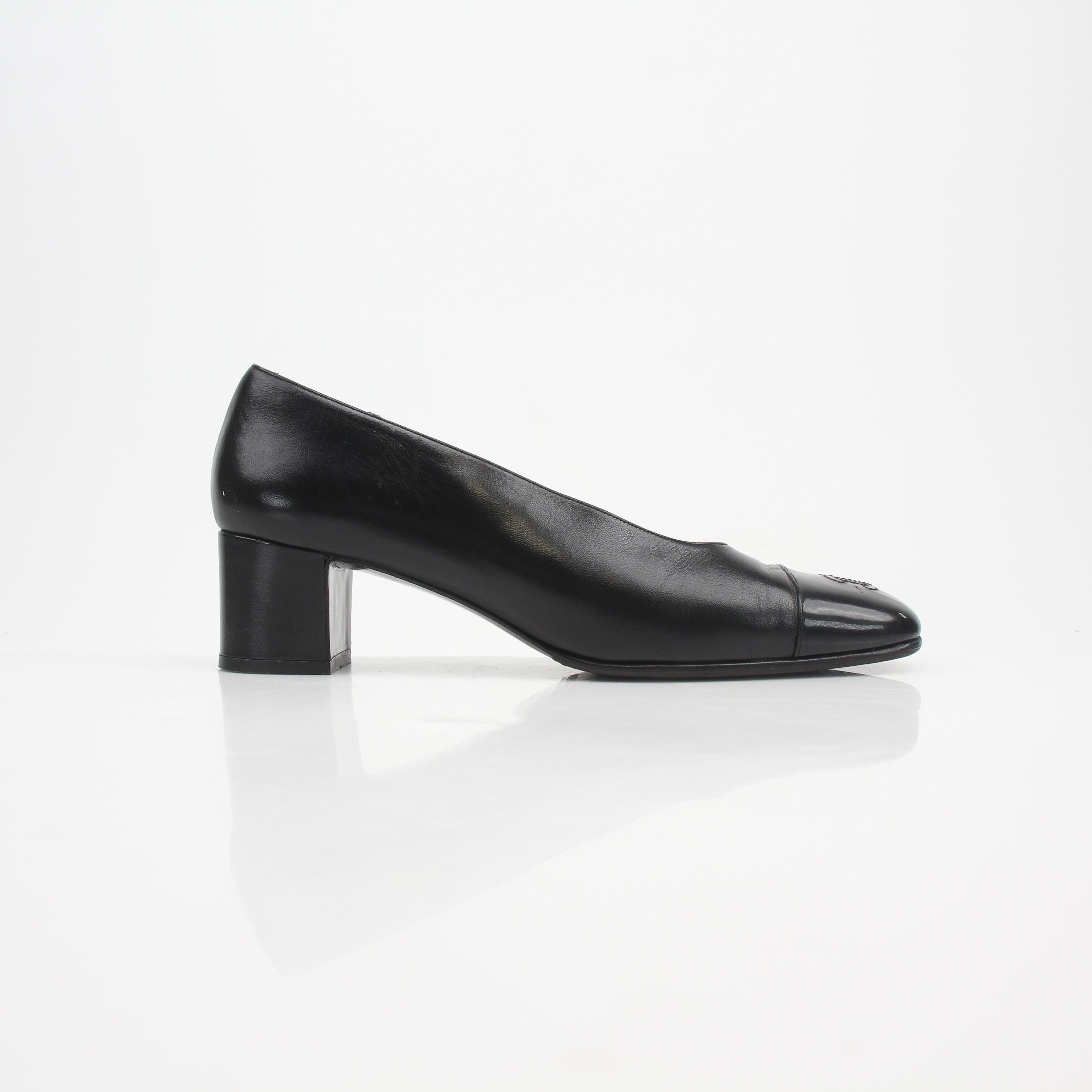 Chanel Cap Toe CC Block Heel Pumps