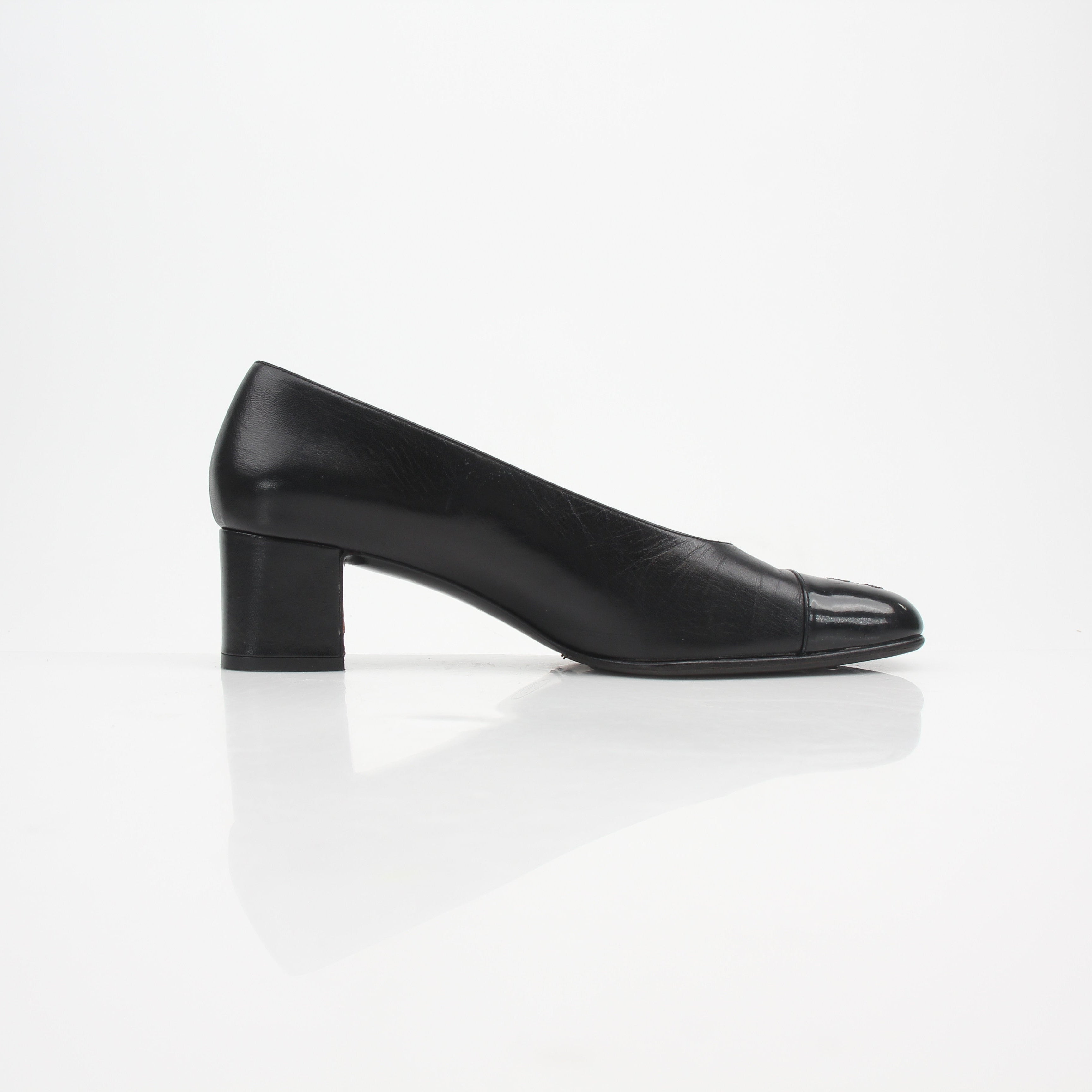 Chanel Cap Toe CC Block Heel Pumps