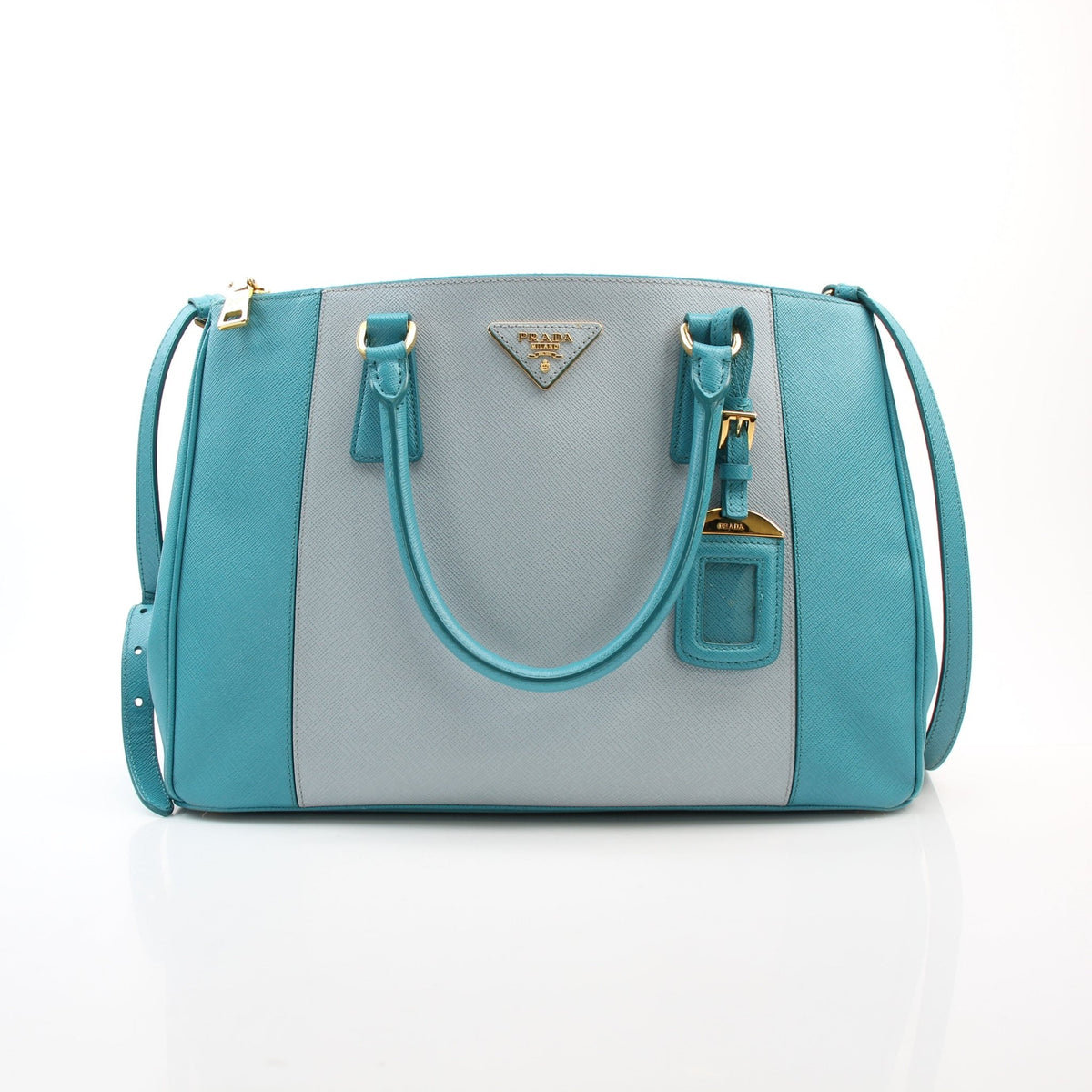Prada Saffiano Lux Galleria Tricolor medium tote handbag by Gold & Beyond in three-tone saffiano leather