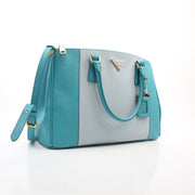 Prada Saffiano Lux Galleria Tricolor Medium Tote Bag in black, white, and red leather by Gold & Beyond