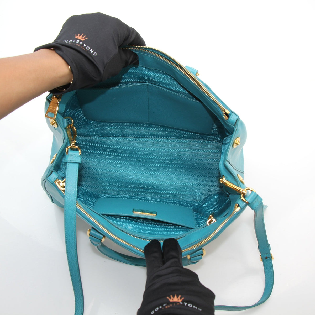 Prada Saffiano Lux Galleria Tricolor medium tote handbag by Gold & Beyond in a structured leather design