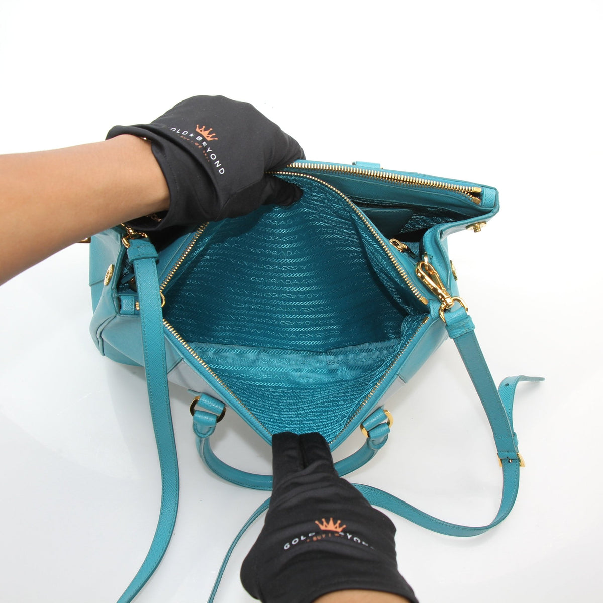 Prada Saffiano Lux Galleria Tricolor Medium Tote handbag by Gold & Beyond, structured leather design