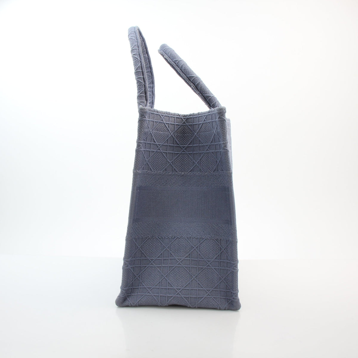 Christian Dior blue gray medium Macrocannage embroidered Book Tote handbag with structured handles