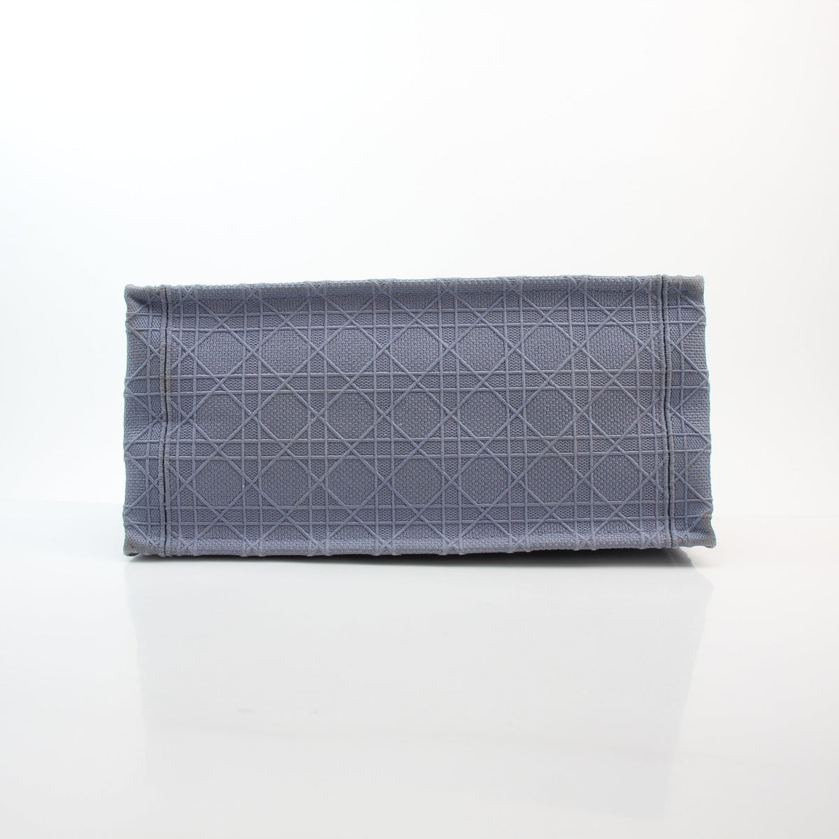 Blue gray medium Macrocannage embroidered book tote handbag by Christian Dior, Gold & Beyond