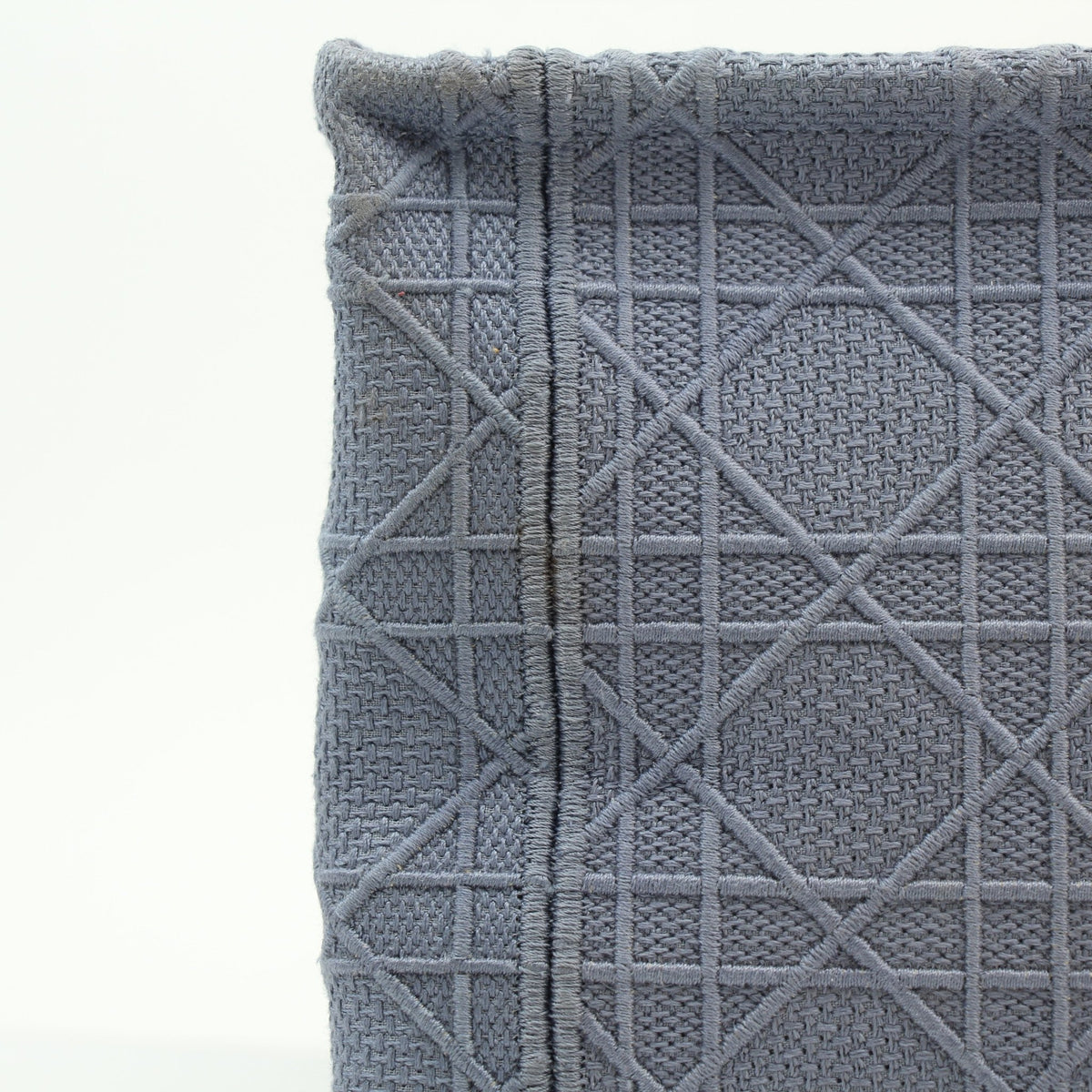 Christian Dior blue gray medium Macrocannage embroidered book tote handbag with structured handles