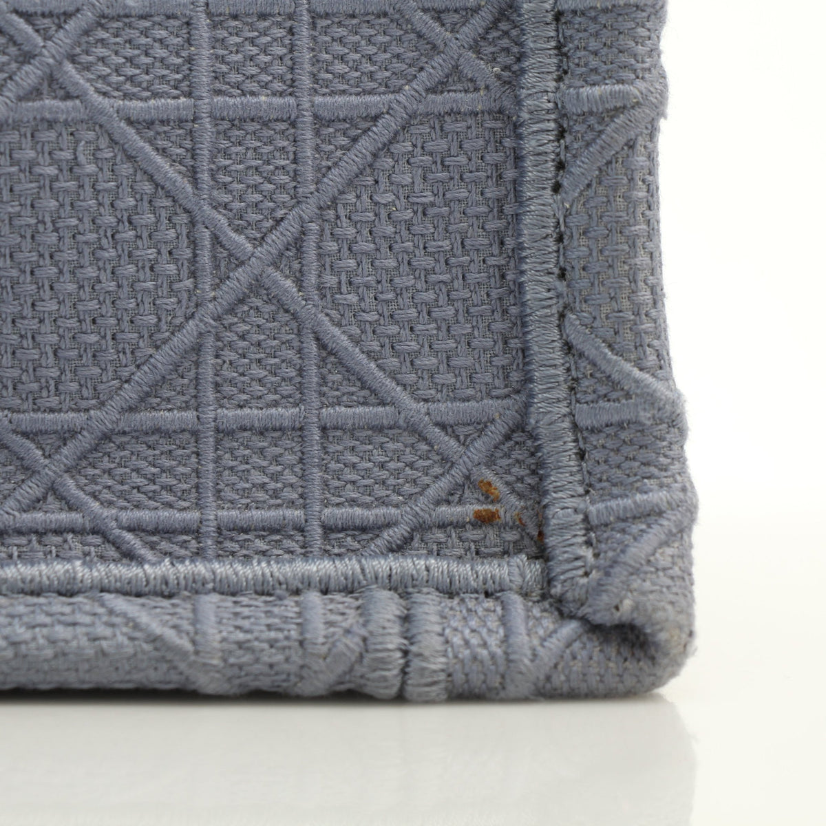 Christian Dior blue gray medium Macrocannage embroidered Book Tote handbag with structured handles and open top
