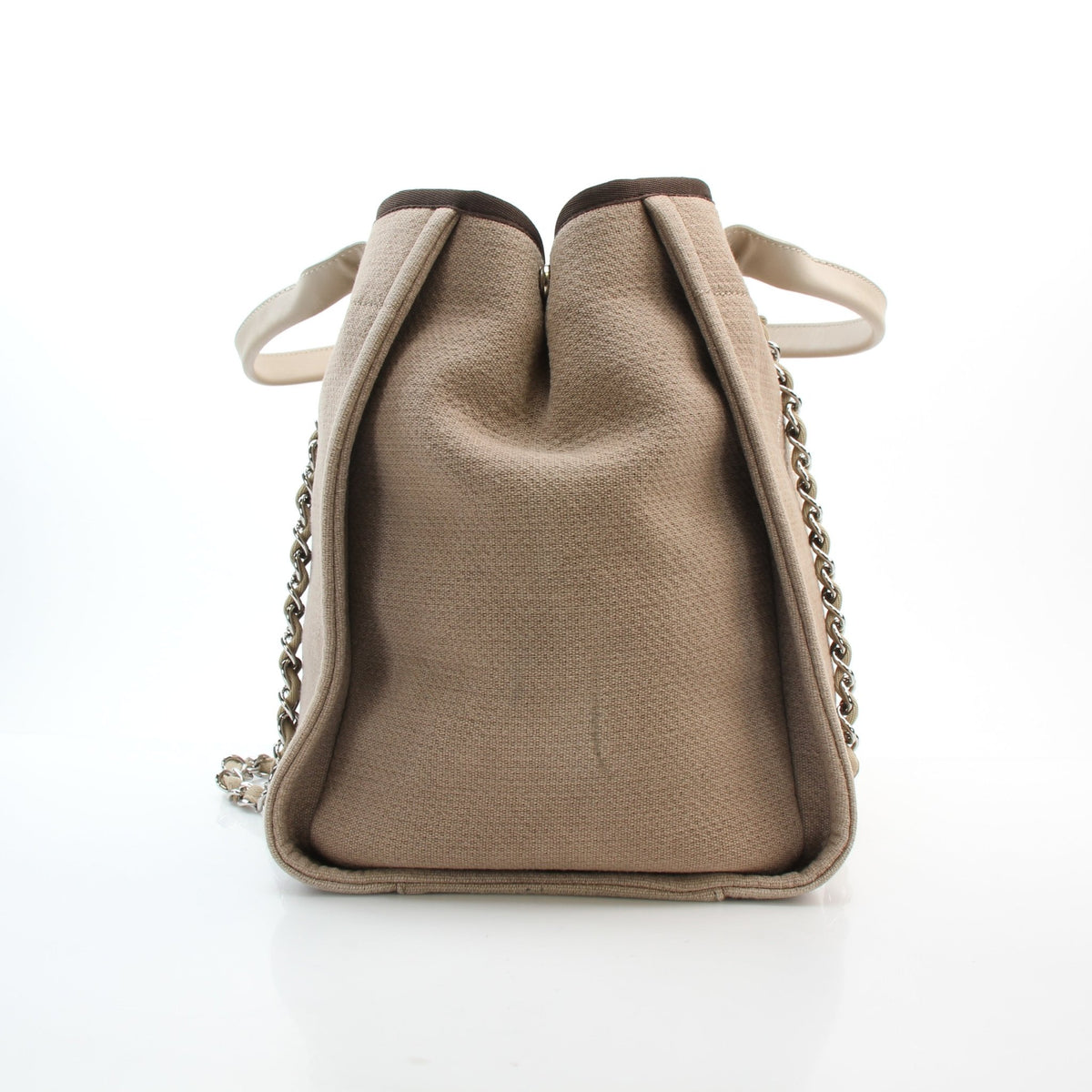 Chanel beige woven canvas large Deauville shopping tote bag, handbag view
