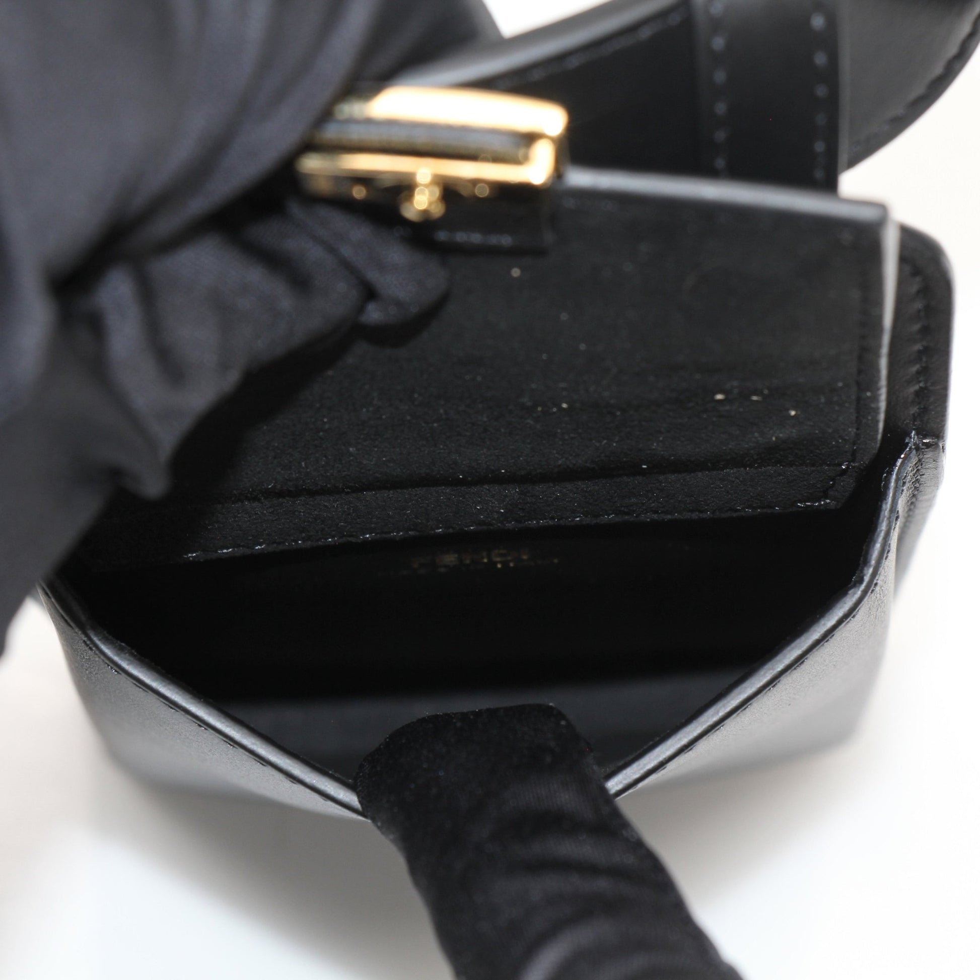 Gold & Beyond Fendi Double Pouch Belt Bag handbag with gold-tone hardware and adjustable strap, displayed on a neutral background.