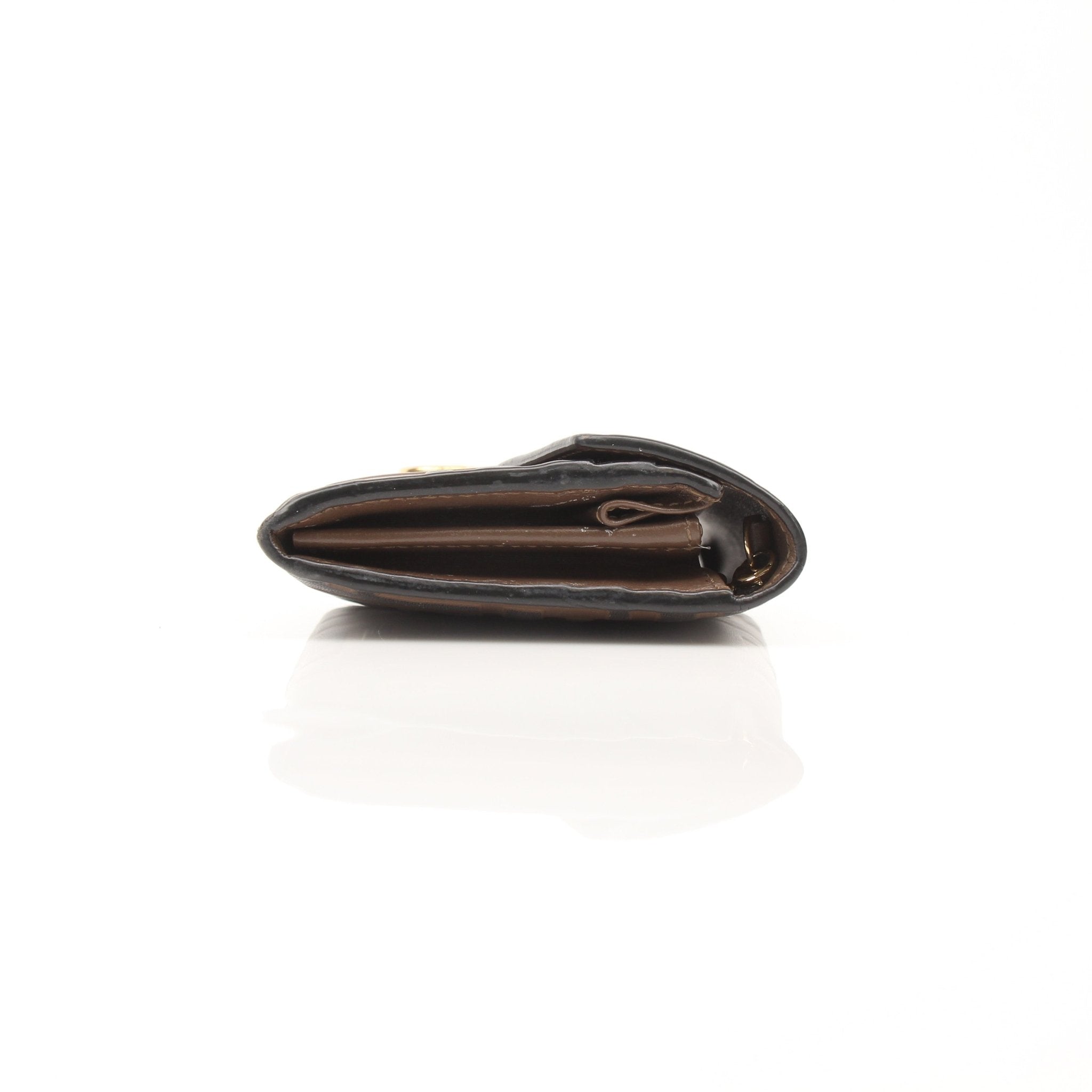 Gold & Beyond Fendi Wallet on Chain, elegant leather wallet with chain strap, gold hardware, and classic design.
