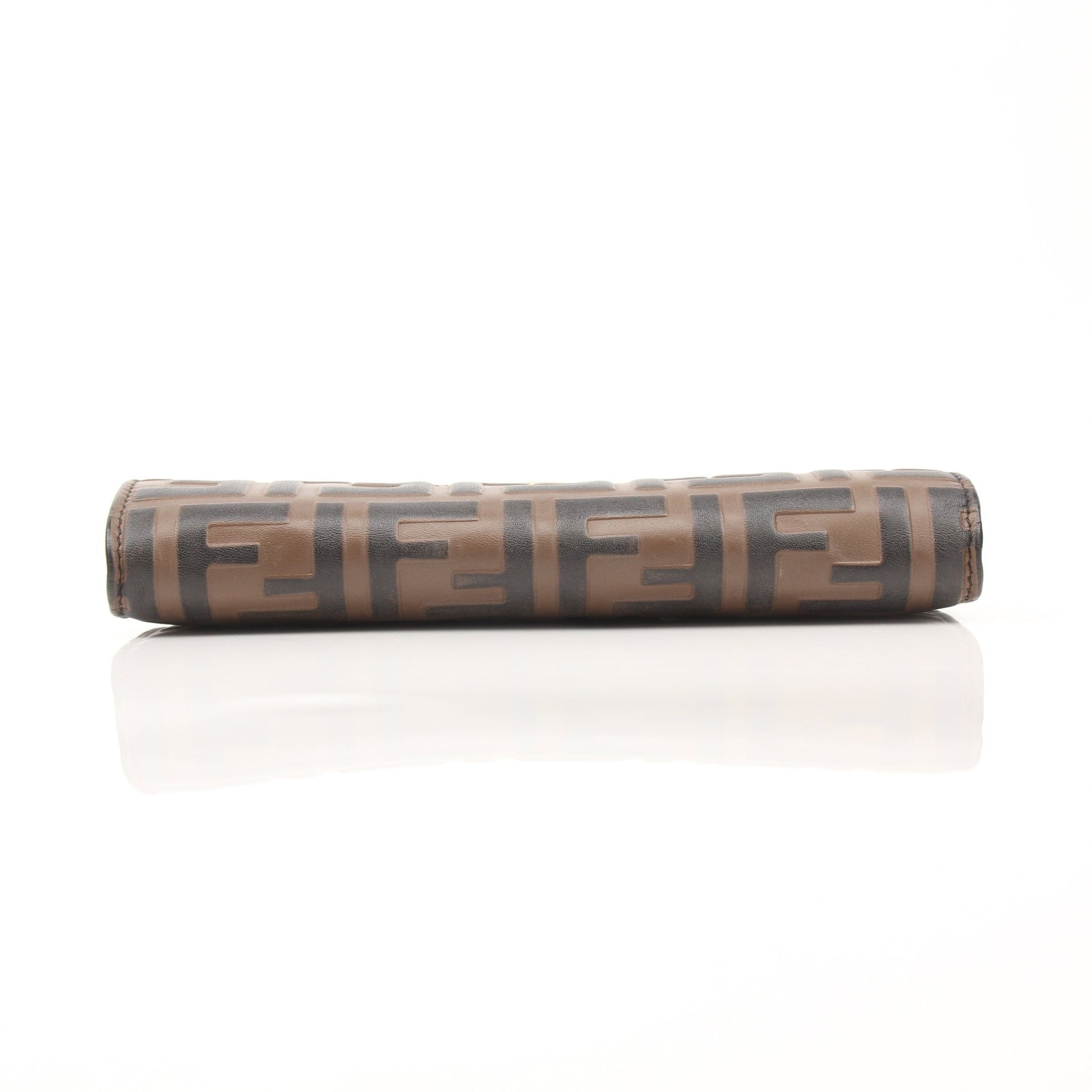 Gold & Beyond Fendi Wallet on Chain in black leather with gold hardware, featuring multiple card slots and a chain strap.