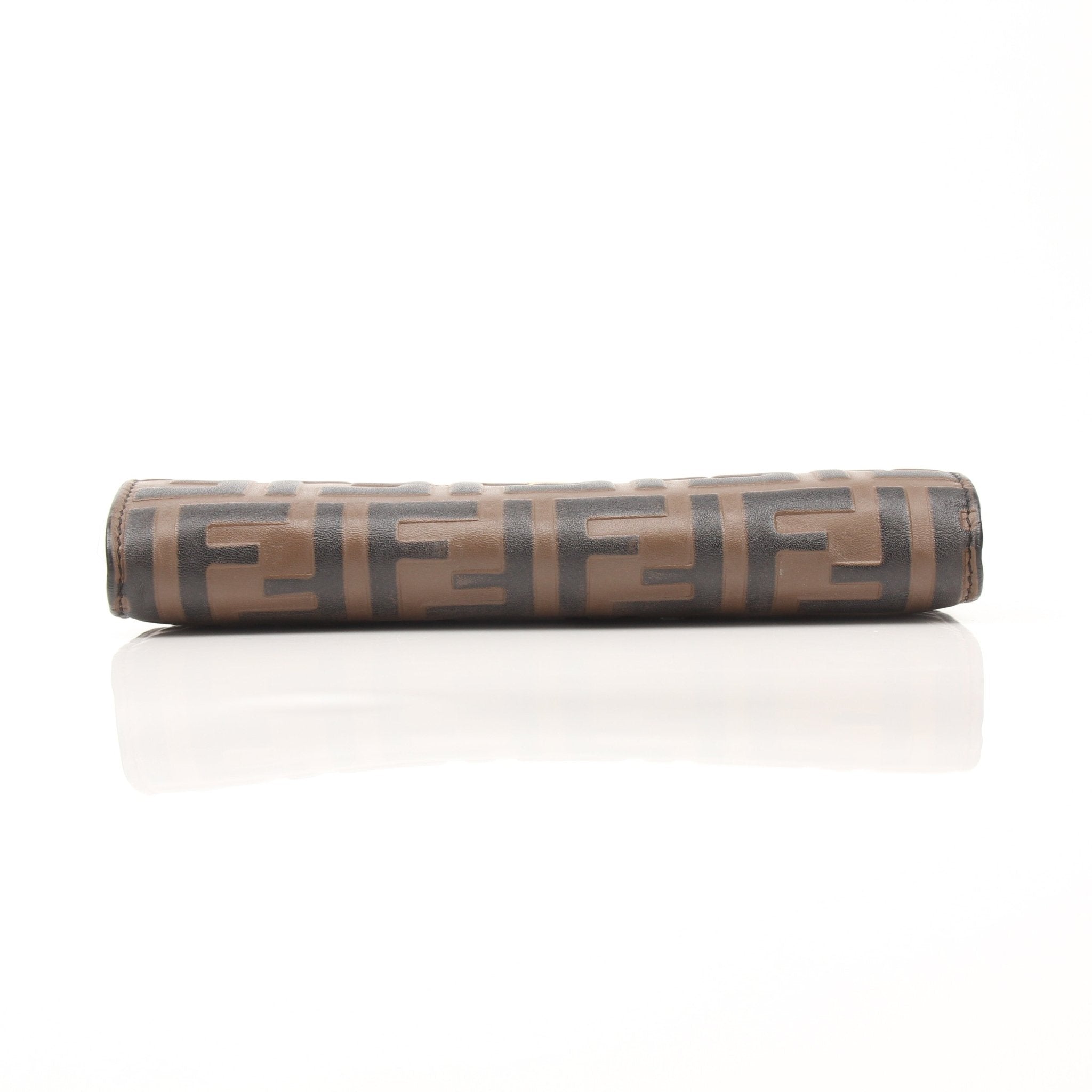 Gold & Beyond Fendi Wallet on Chain in black leather with gold hardware, featuring multiple card slots and a chain strap.