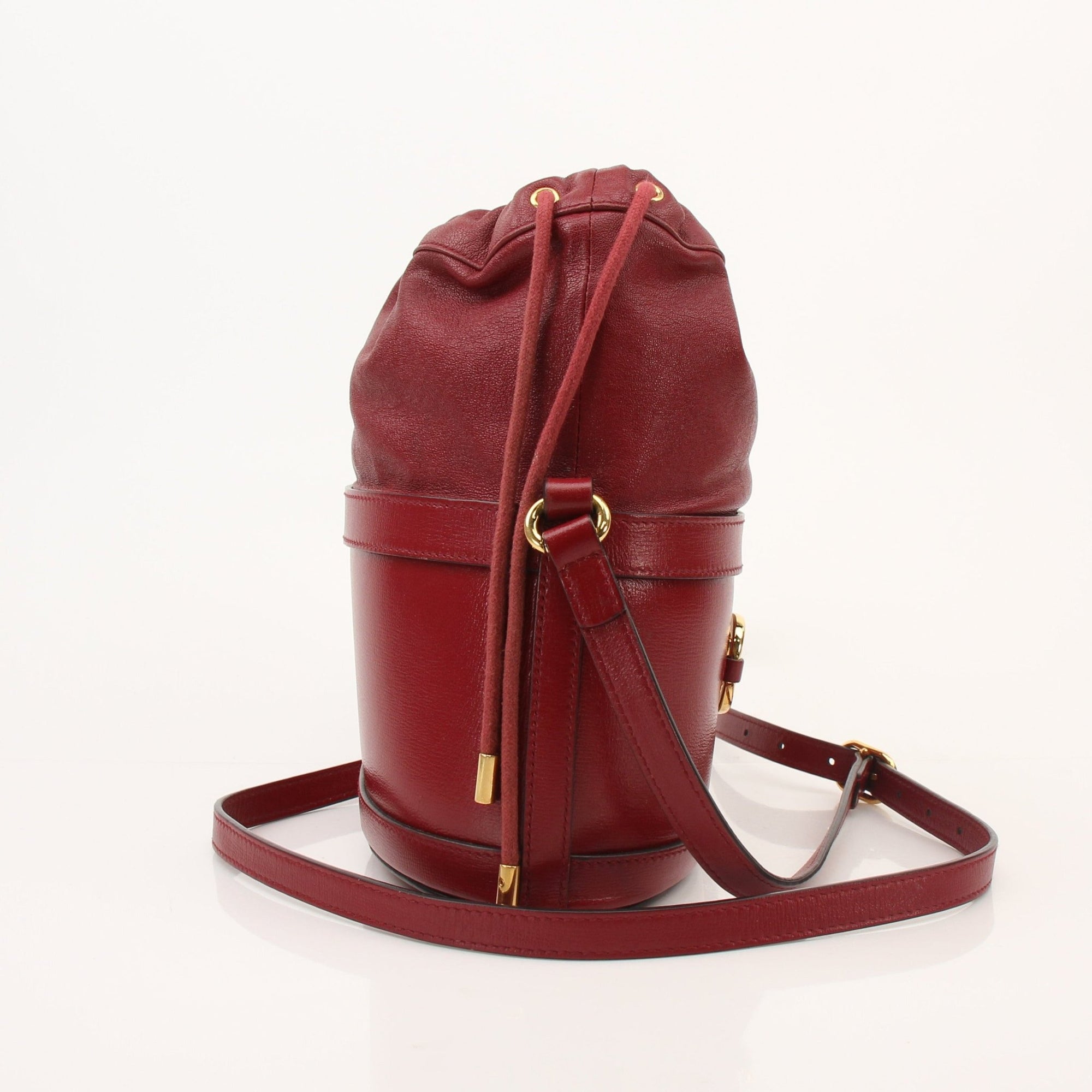 Gucci 1955 Horsebit Bucket Bag handbag with gold hardware and leather construction, featuring the iconic horsebit detail.