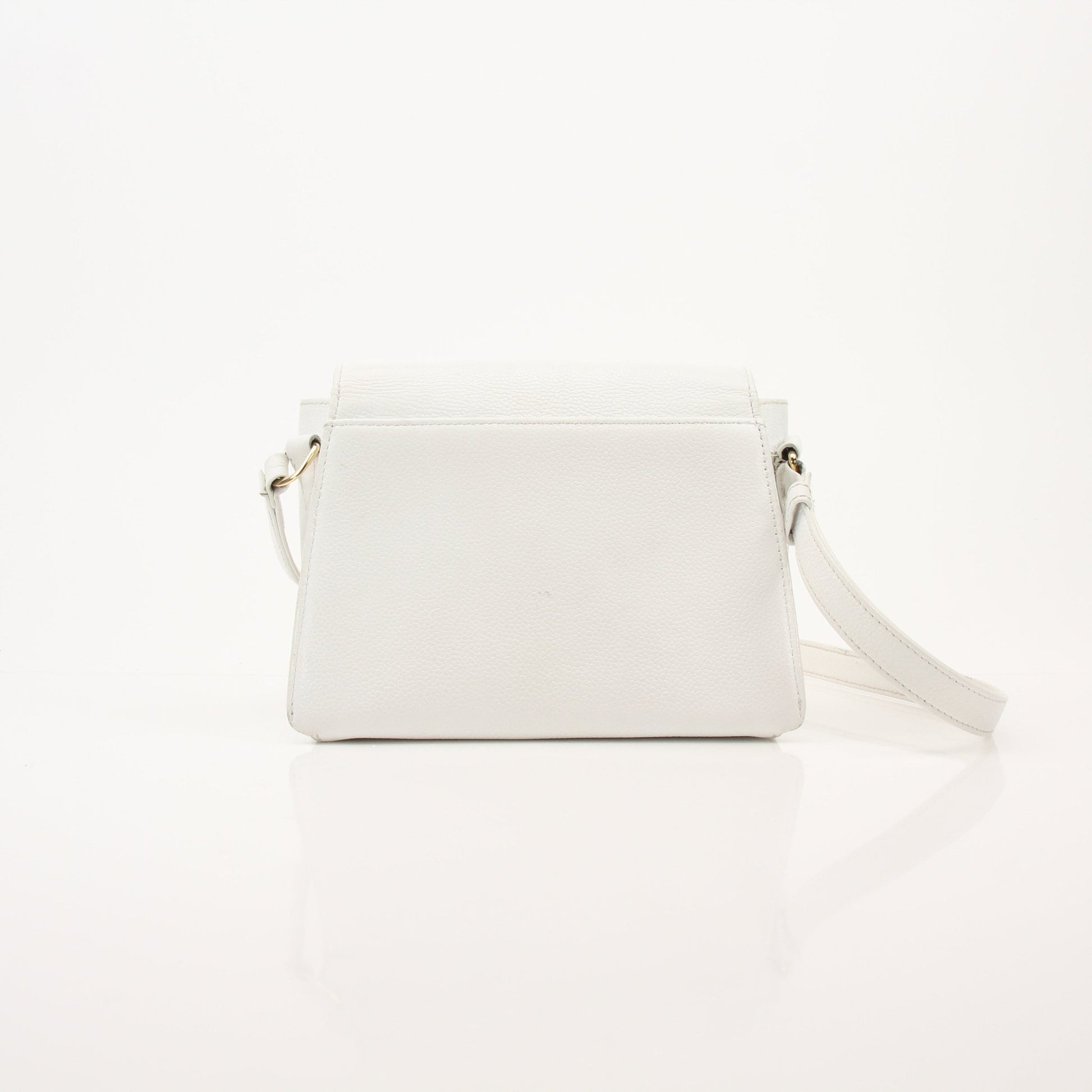 Gold & Beyond Chanel White Caviar Crossbody Bag handbag with gold chain strap and quilted texture.