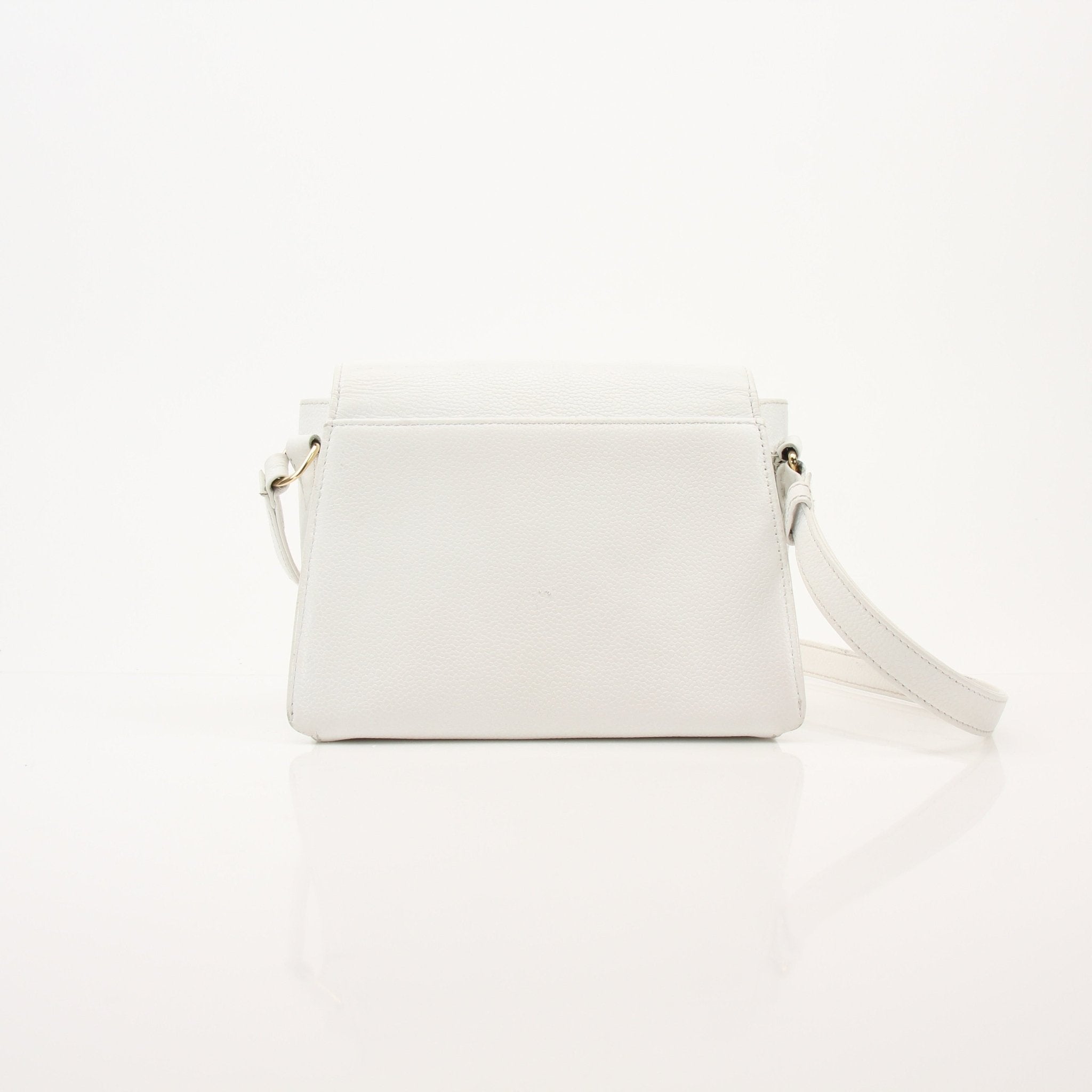 Gold & Beyond Chanel White Caviar Crossbody Bag handbag with gold chain strap and quilted texture.