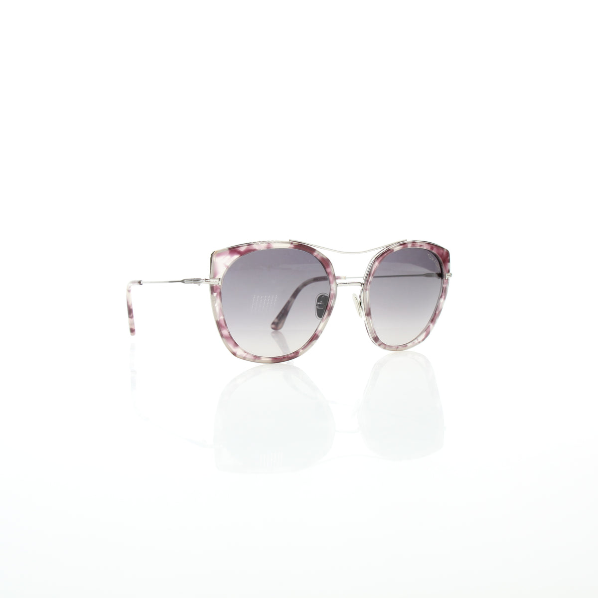 Tom Ford Joey TF760 56T lilac Havana cat-eye sunglasses with tinted lenses and gold-tone accents