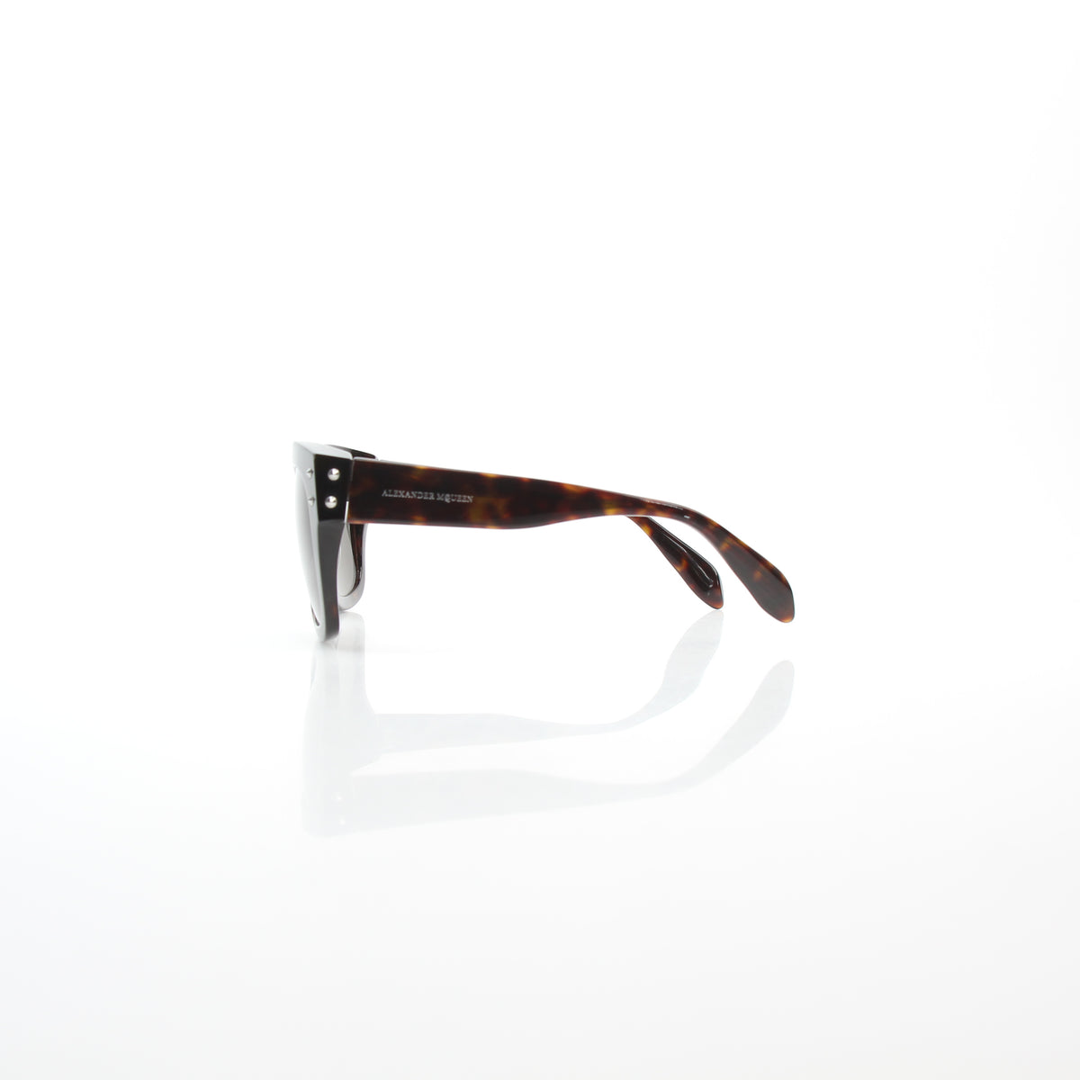 Alexander McQueen AM0050S 002 tortoiseshell acetate retro wayfarer sunglasses with dark lenses
