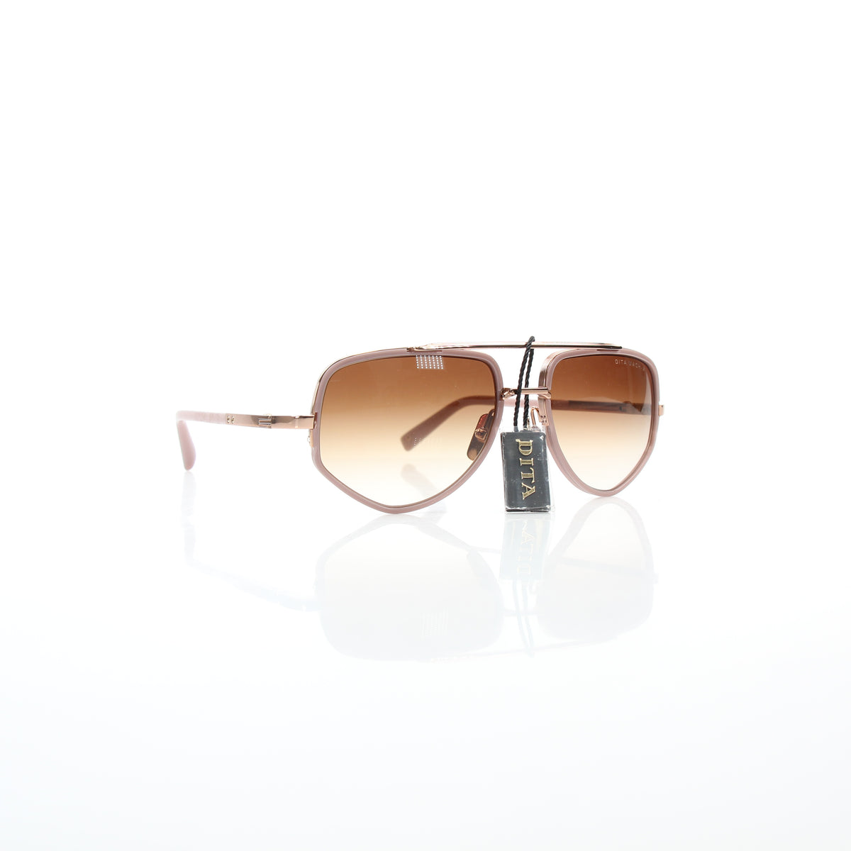 DITA Mach-X geometric aviator sunglasses in Twilight Mauve with rose gold frame by Gold & Beyond