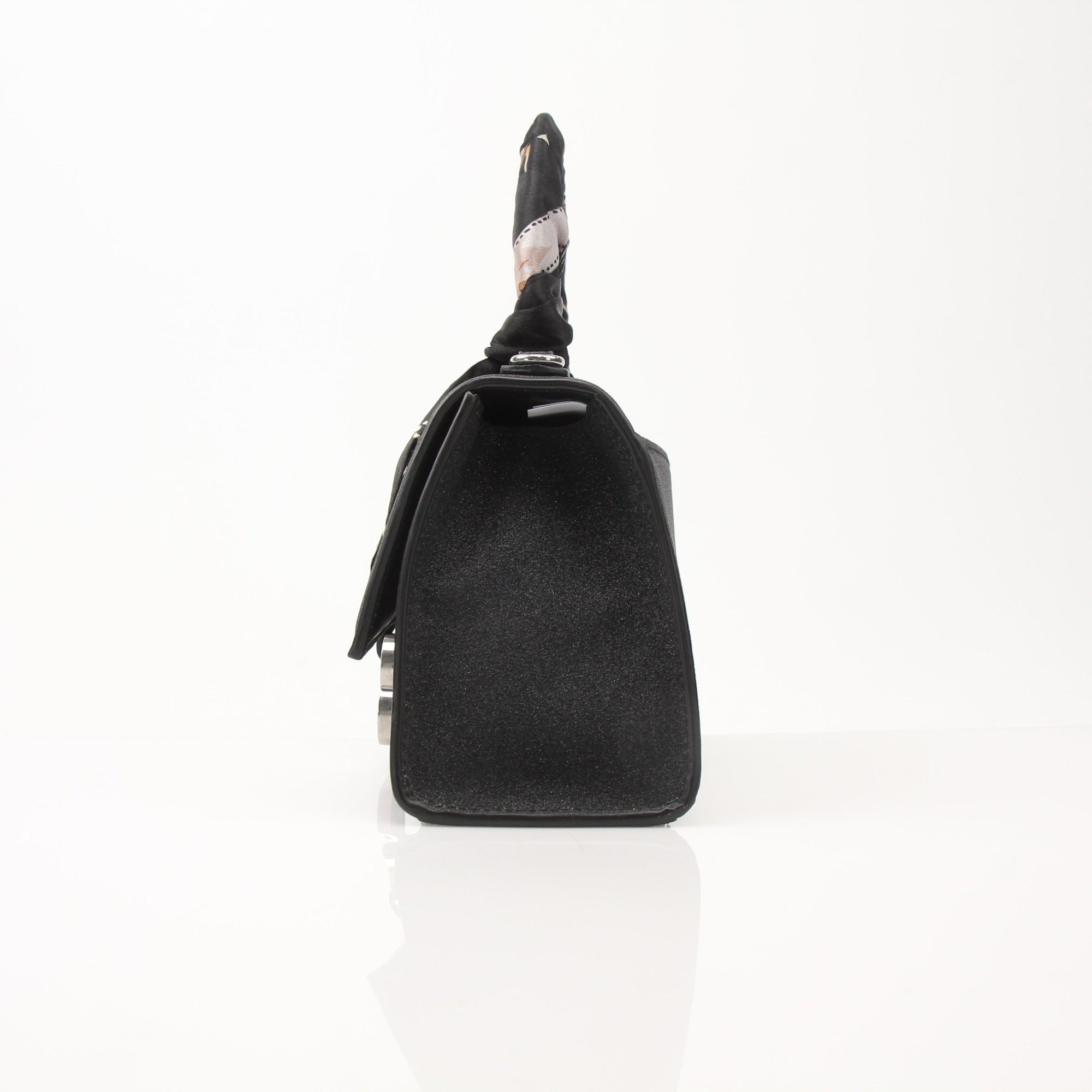 Gold & Beyond Balenciaga Hourglass XS handbag with gold-tone hardware and black leather, featuring a structured, compact design.