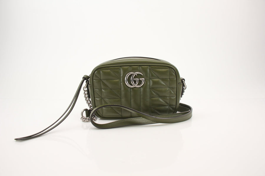 Gucci GG Marmont Green Matelassé Leather Camera Bag